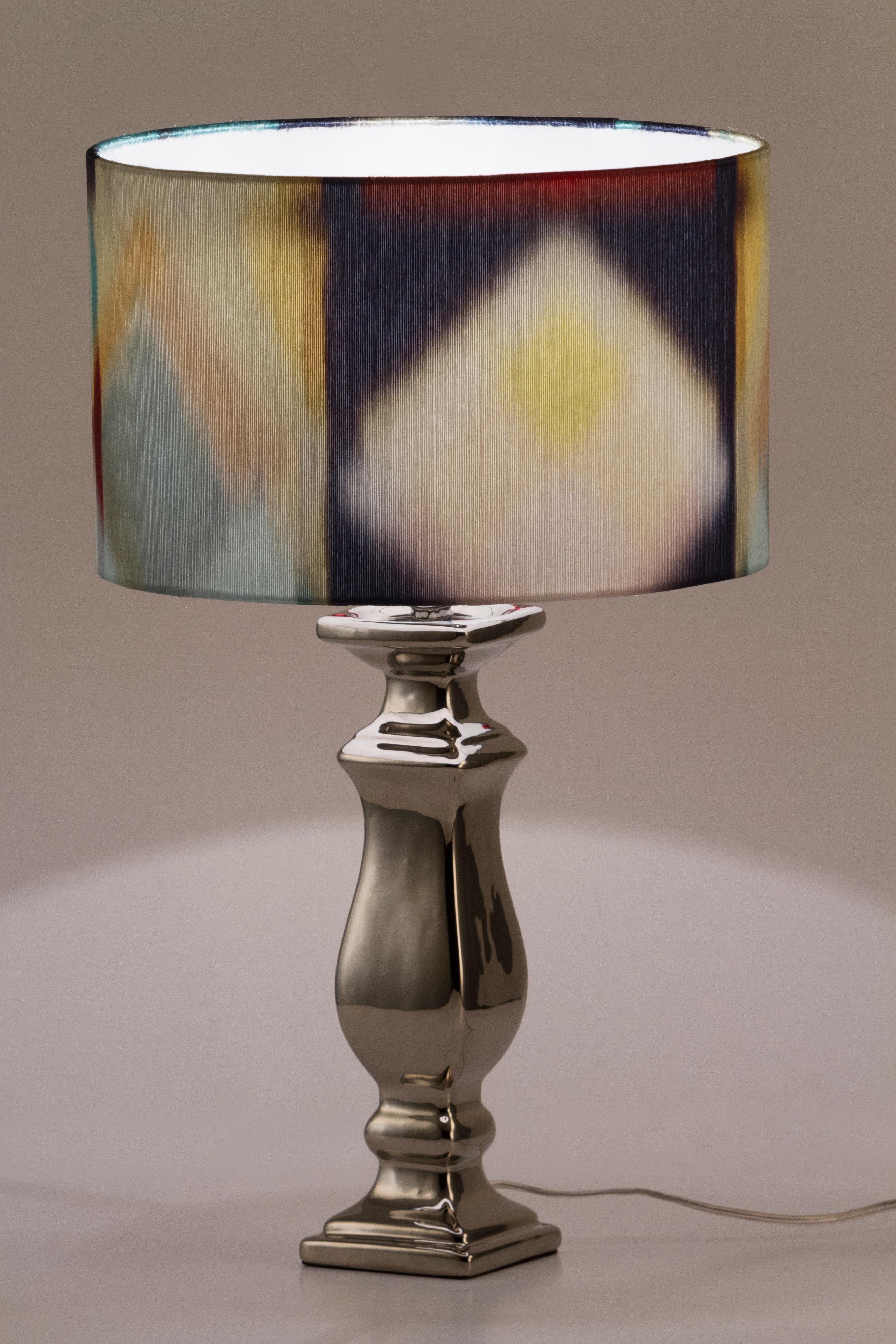 XXIe siècle et contemporain Set of 2 Modern Aragão Table Lamps Silver Ceramic Handmade Portugal Greenapple en vente