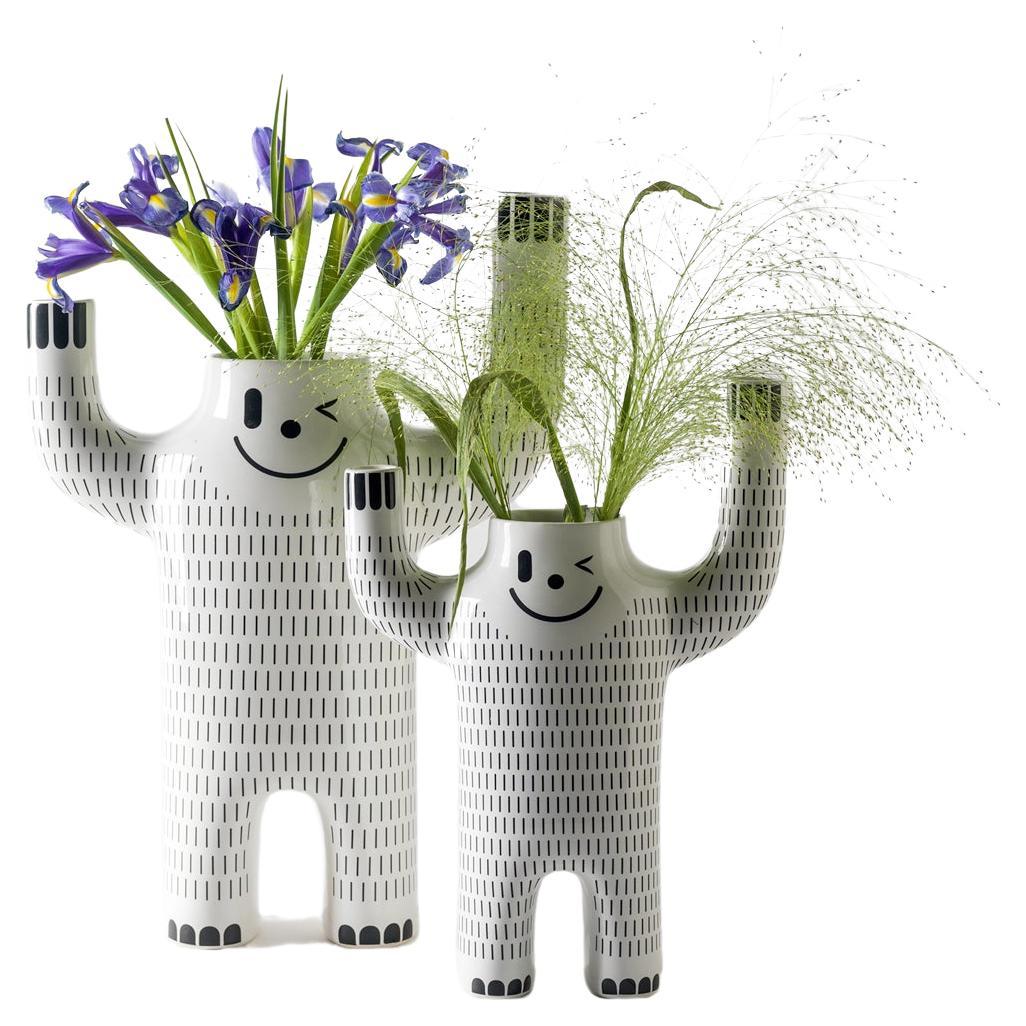 Lot de 2 vases à fleurs en céramique Happy Yeti de Jaime Hayon pour un décor contemporain