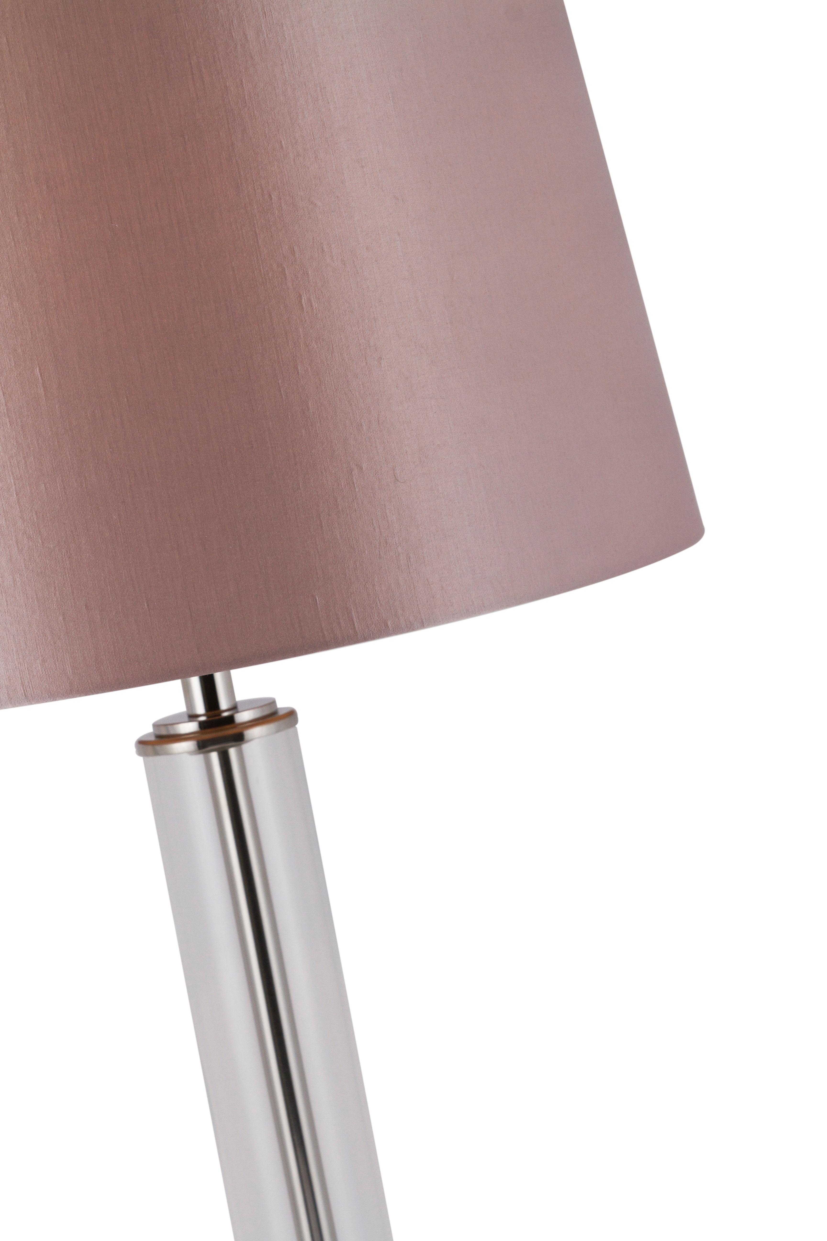 Hand-Crafted Set of 2 Modern Dumont Table Lamps, Pink Lampshade, Handmade in Portugal For Sale