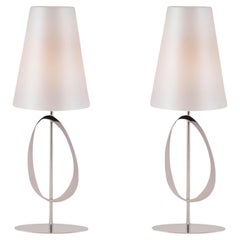 Set of 2 Modern Robin Table Lamps, Stainless, Handmade in Portugal by Greenapple