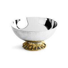 2er-Set moderne silberne Sonnenblumenschalen aus Metall