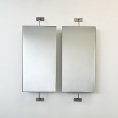 Set of 2 Modern Vorso Rectangular Rotating Mirrors with Stainless Steel Frame