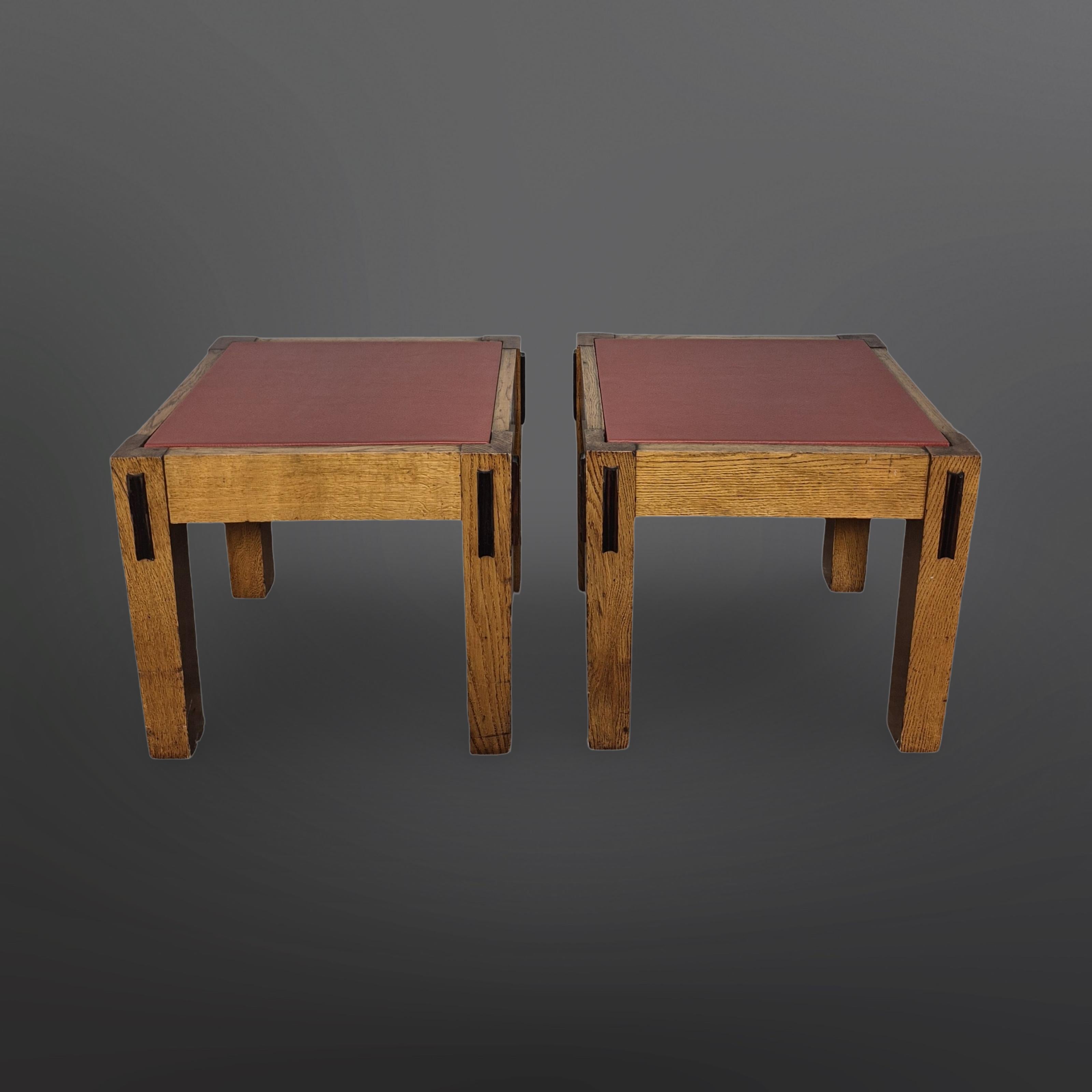 Set of 2 modernist Amsterdam school side tables, Netherlands 1920s in vendita 3