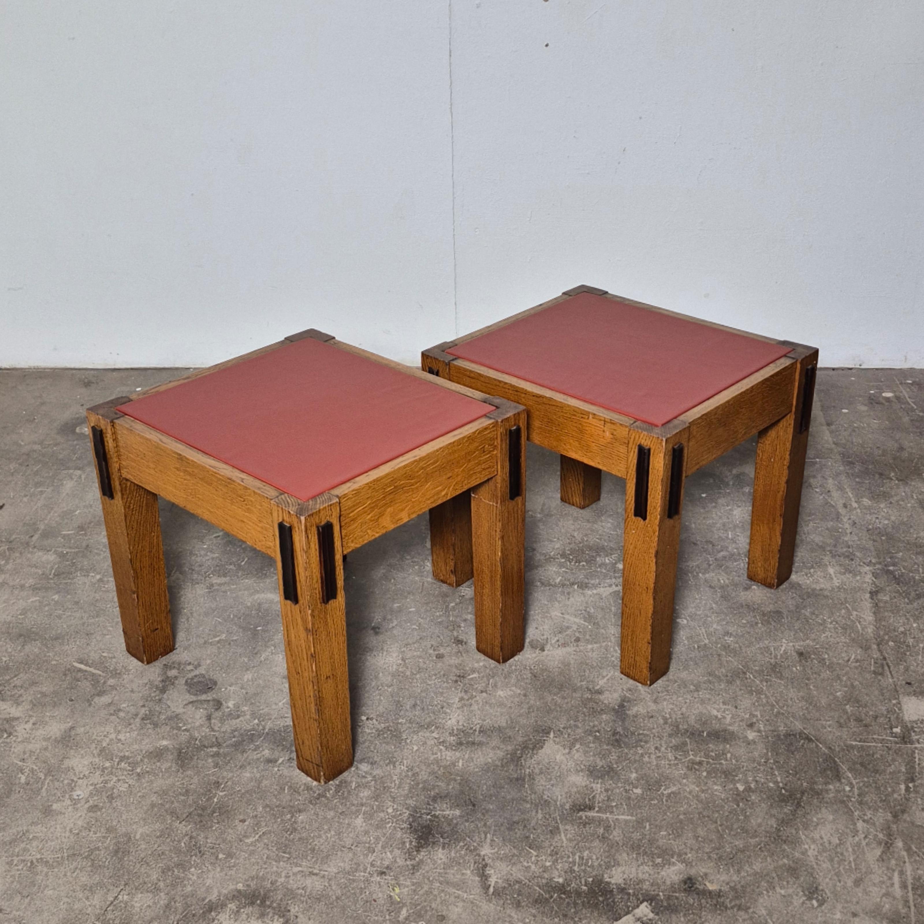 Olandese Set of 2 modernist Amsterdam school side tables, Netherlands 1920s in vendita