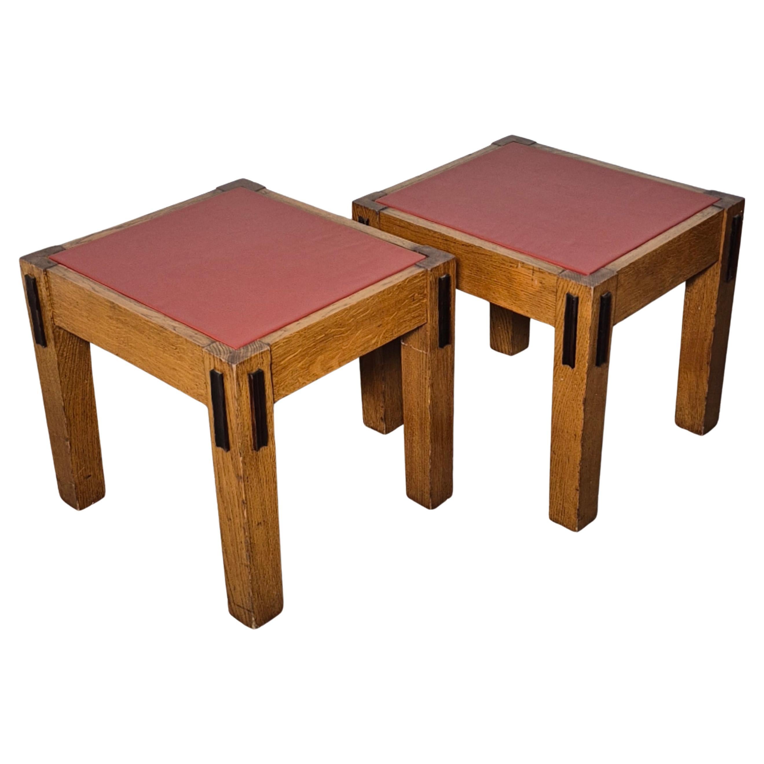 Set of 2 modernist Amsterdam school side tables, Netherlands 1920s in vendita