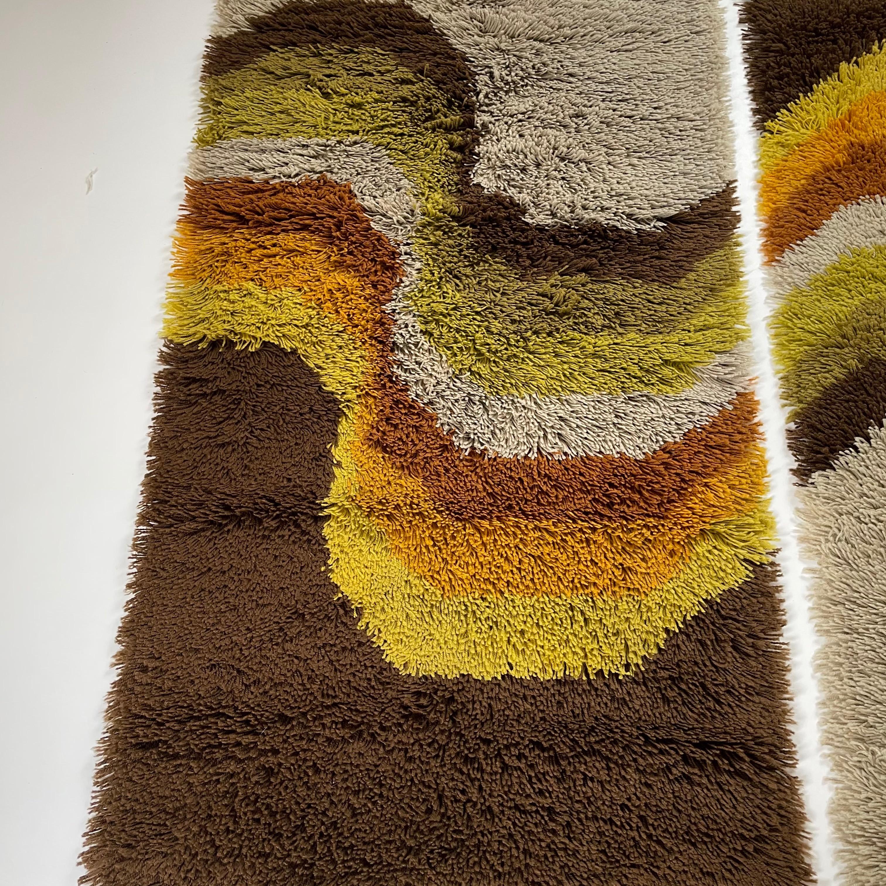 Set of 2 Modernist Multi-Color High Pile Rya Rug by Desso, Netherlands, 1970s 3