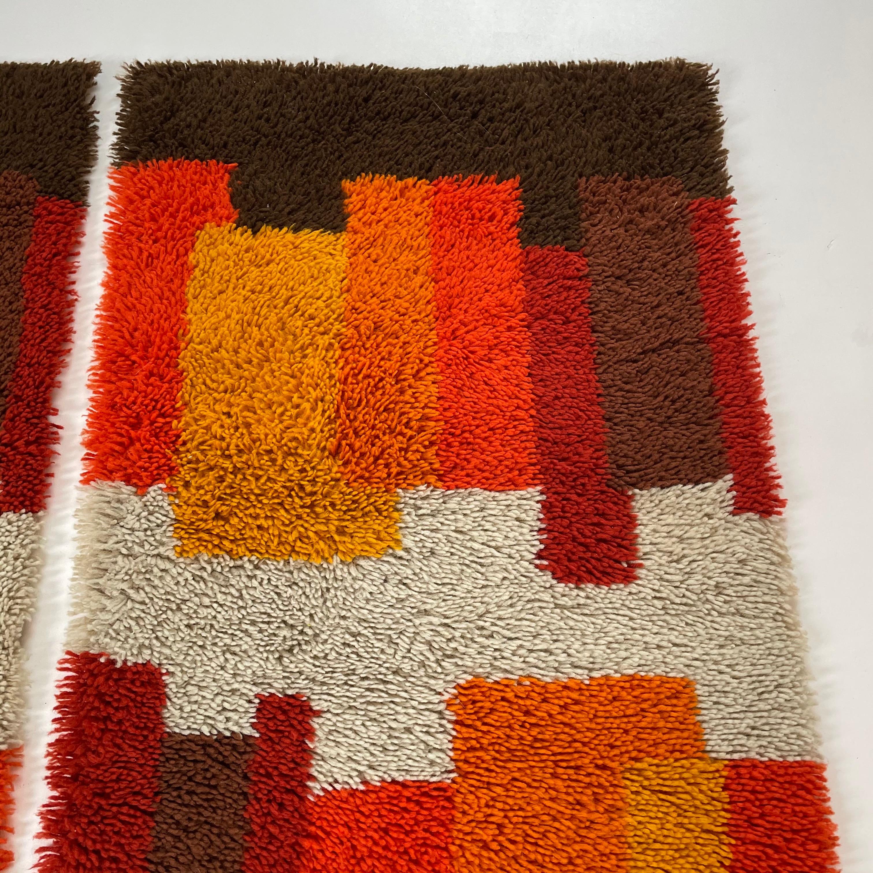 Ensemble de 2 tapis Rya modernistes multicolores à poils longs multicolores de Desso, Pays-Bas, 1970 en vente 3