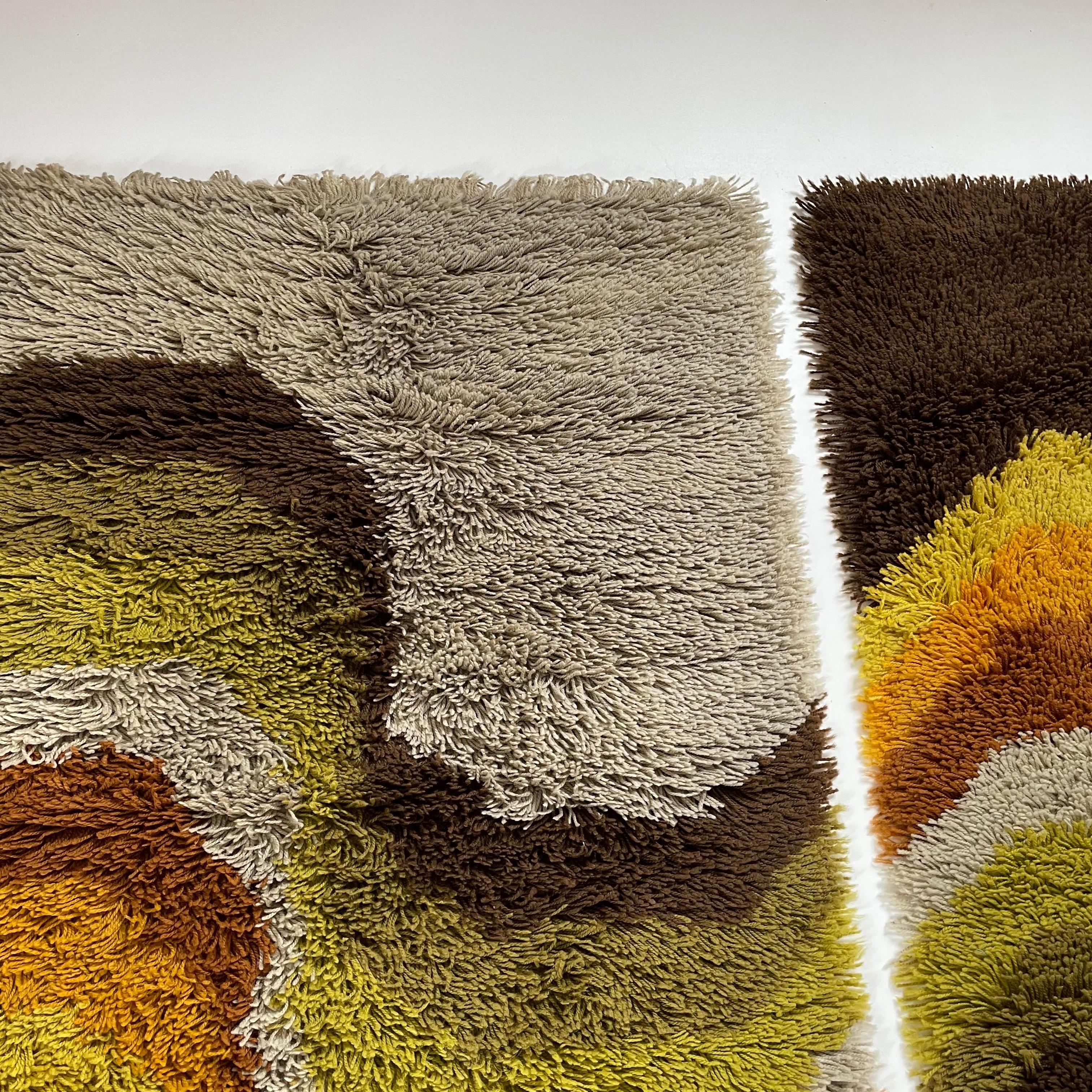 Set of 2 Modernist Multi-Color High Pile Rya Rug by Desso, Netherlands, 1970s 4