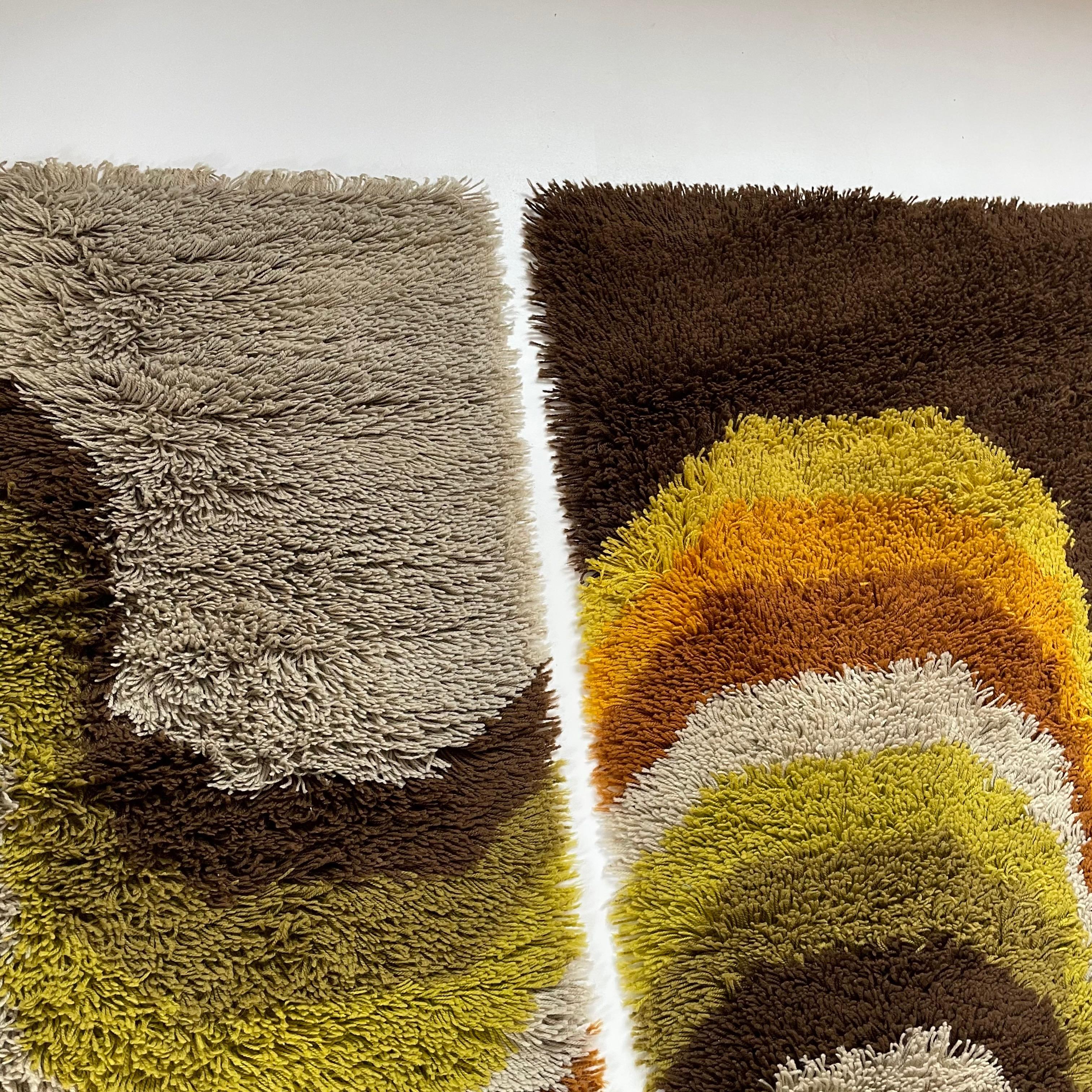 Set of 2 Modernist Multi-Color High Pile Rya Rug by Desso, Netherlands, 1970s 5
