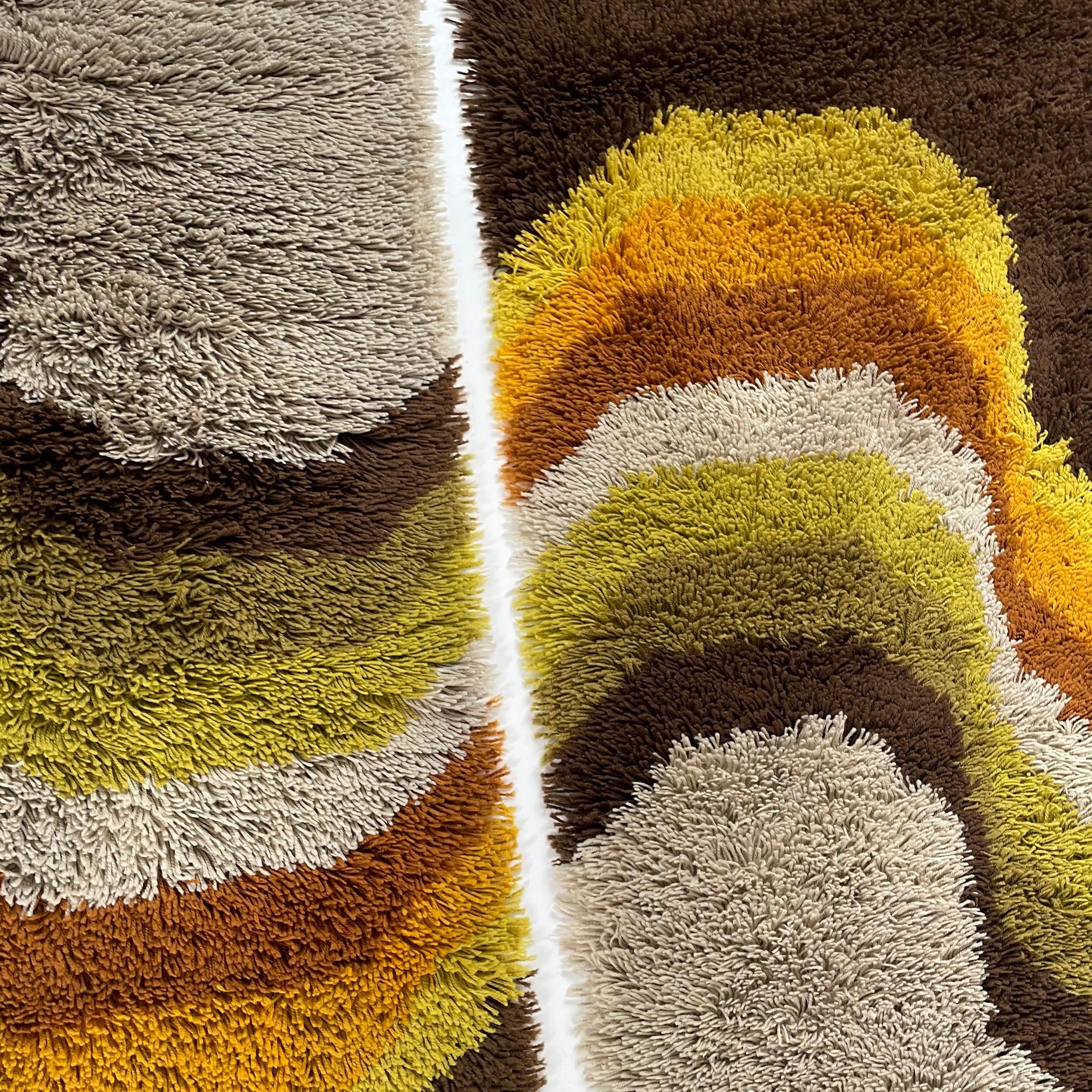 Set of 2 Modernist Multi-Color High Pile Rya Rug by Desso, Netherlands, 1970s 6