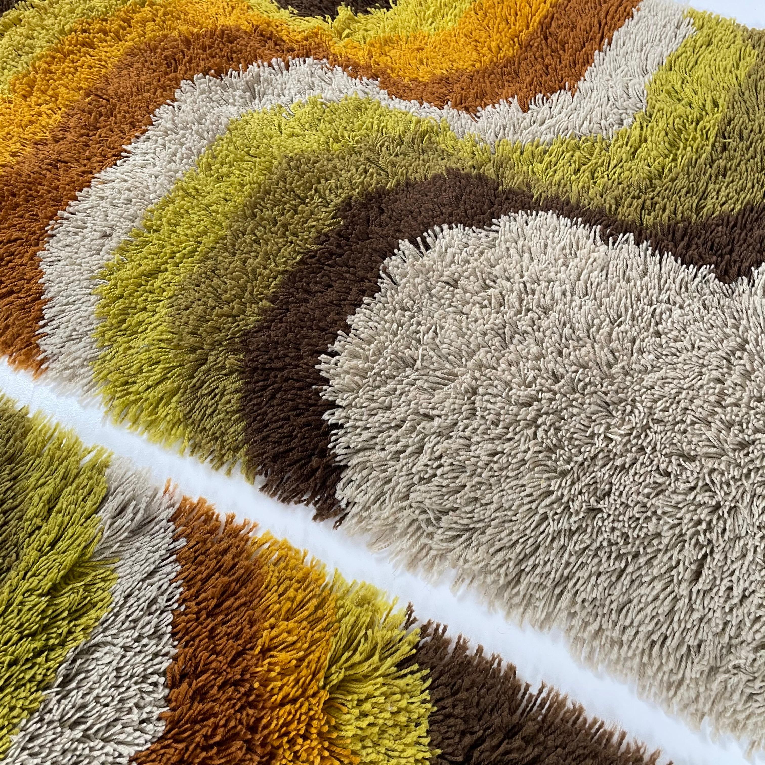 Set of 2 Modernist Multi-Color High Pile Rya Rug by Desso, Netherlands, 1970s 7