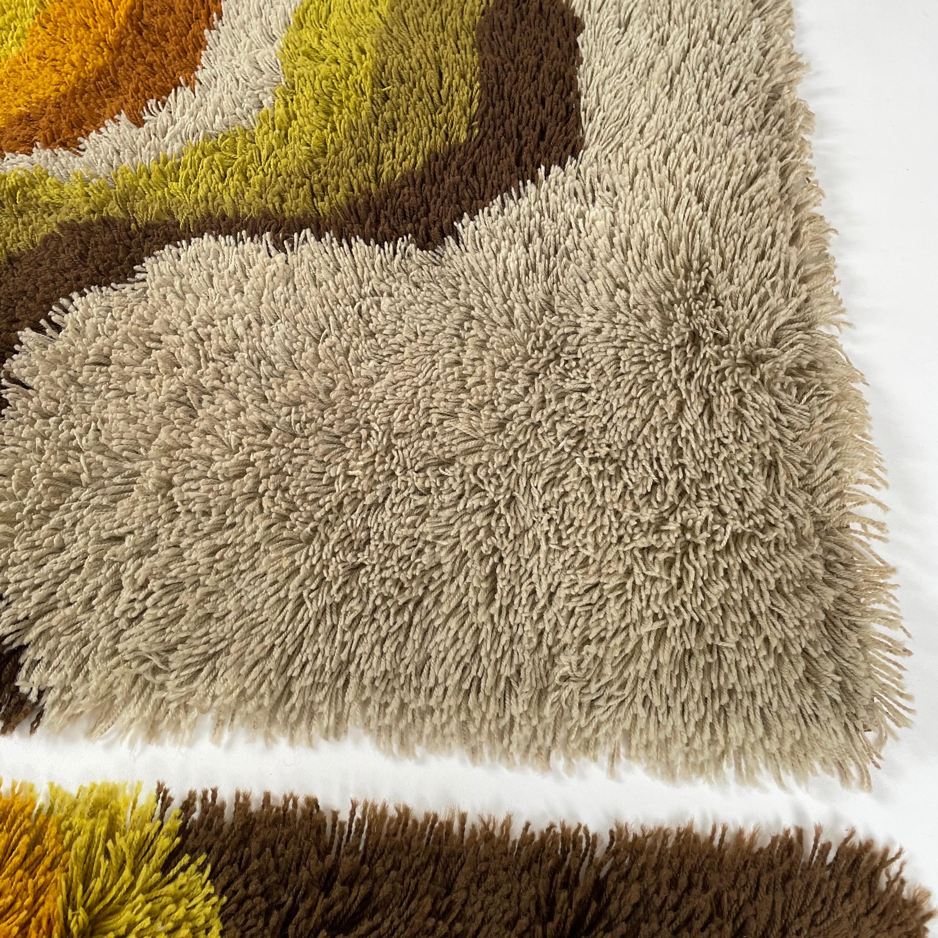 Set of 2 Modernist Multi-Color High Pile Rya Rug by Desso, Netherlands, 1970s 8