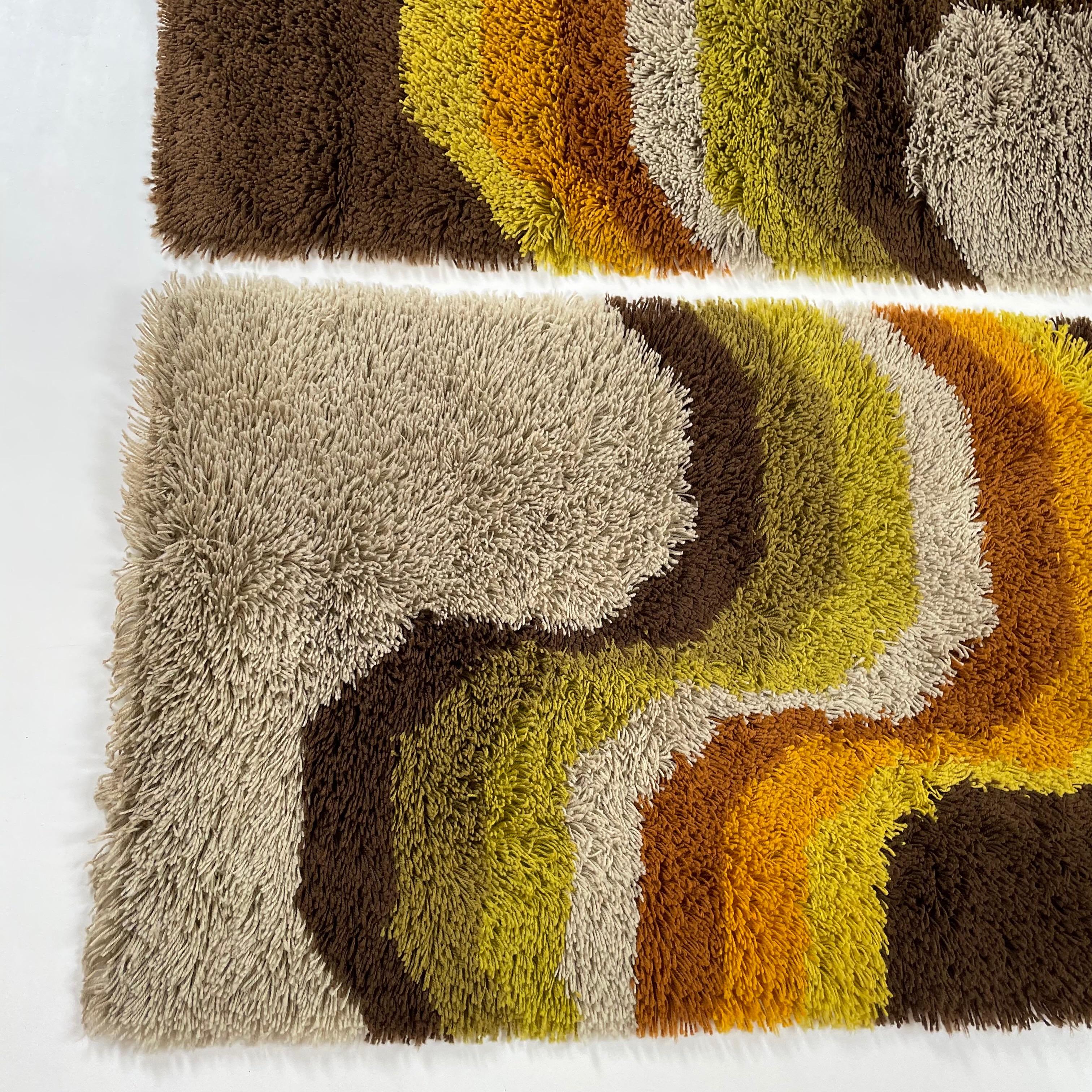 Set of 2 Modernist Multi-Color High Pile Rya Rug by Desso, Netherlands, 1970s 9
