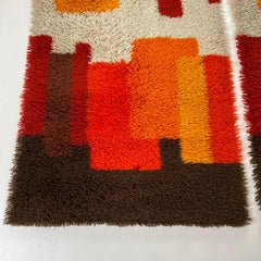 Set of 2 Modernist Multi-Color High Pile Rya Rug by Desso, Netherlands, 1970s