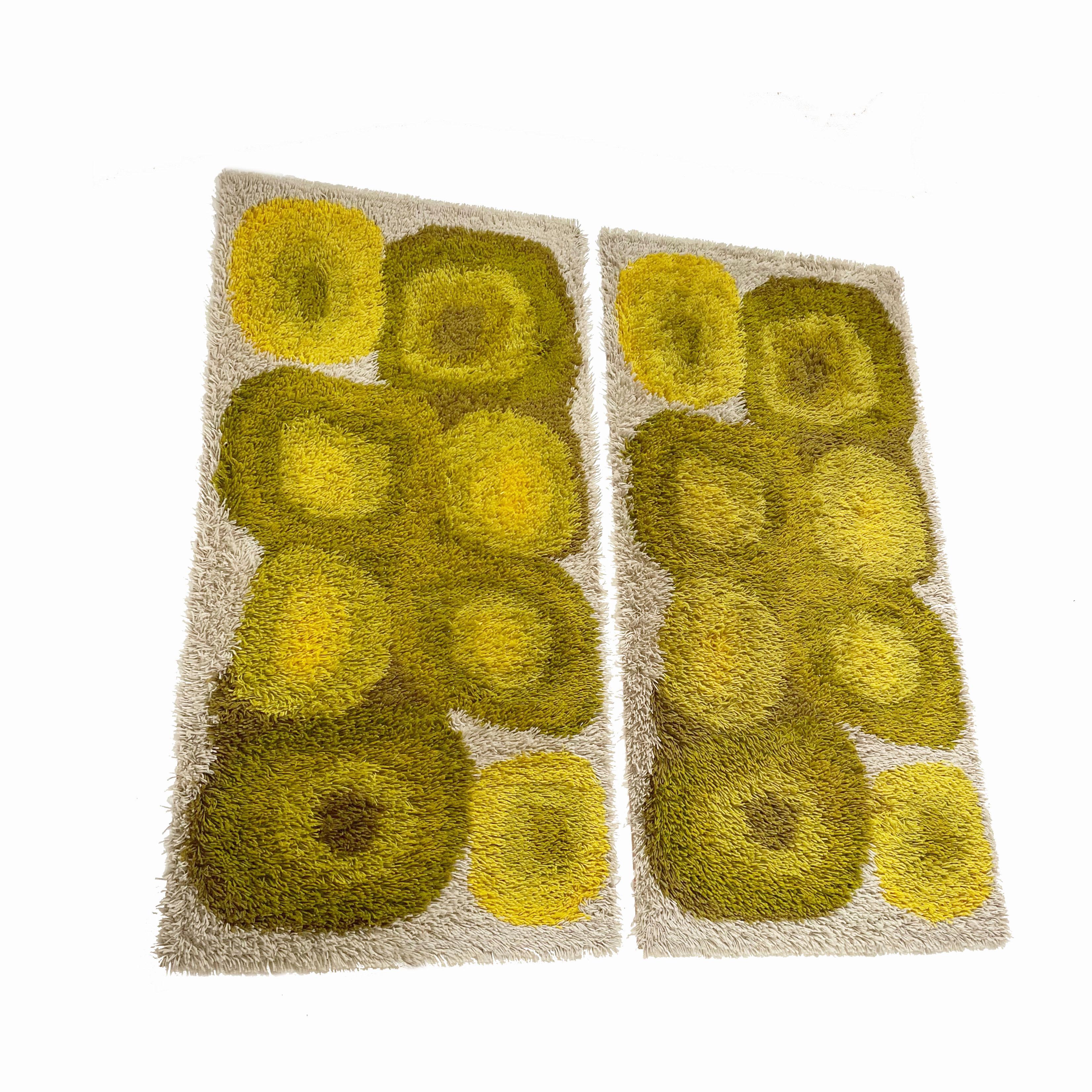 Mid-Century Modern Set of 2 Modernist Multi-Color High Pile Rya Rug by Desso, Netherlands, 1970s