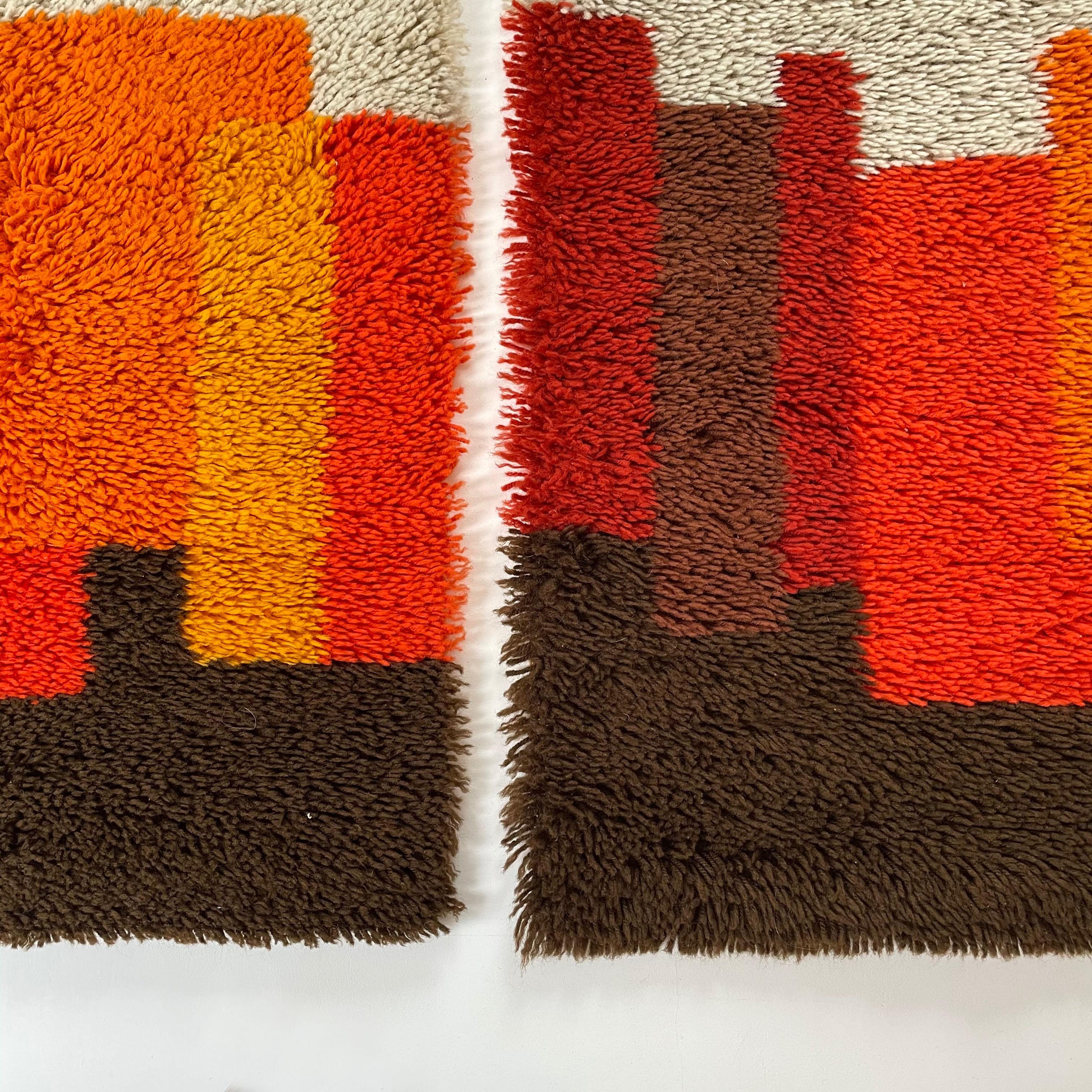 2er-Set modernistischer, mehrfarbiger Rya-Teppich mit hohem Flor von Desso, Niederlande, 1970er Jahre (Moderne der Mitte des Jahrhunderts) im Angebot