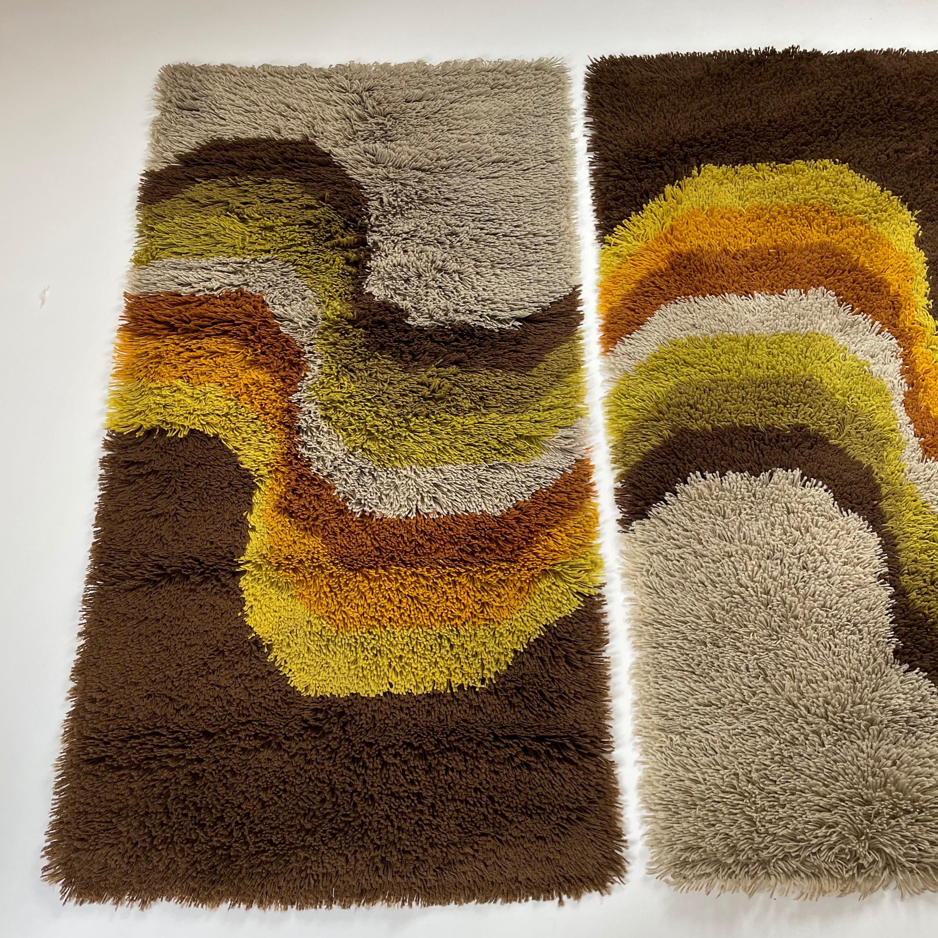 Set of 2 Modernist Multi-Color High Pile Rya Rug by Desso, Netherlands, 1970s In Good Condition In Kirchlengern, DE