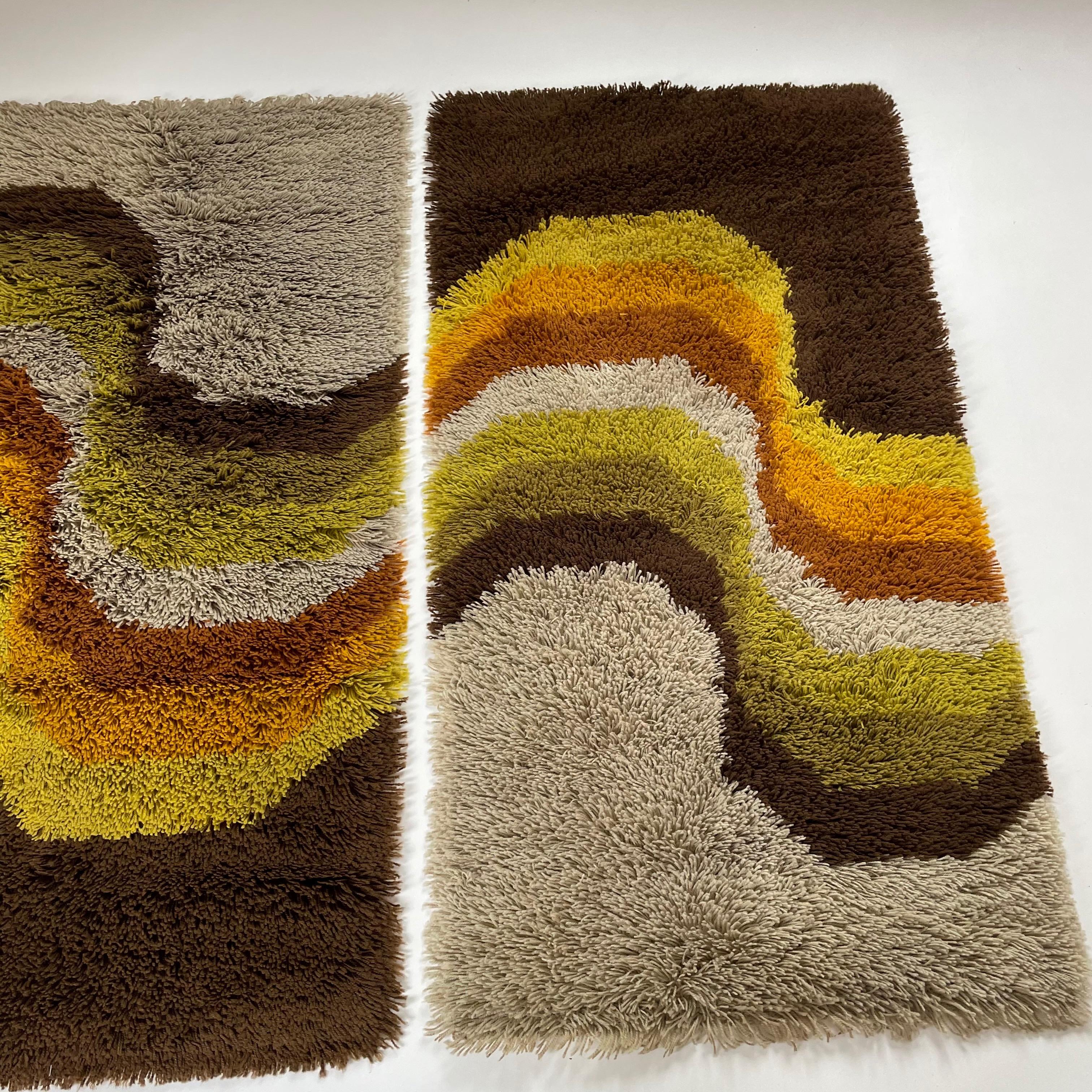 20th Century Set of 2 Modernist Multi-Color High Pile Rya Rug by Desso, Netherlands, 1970s
