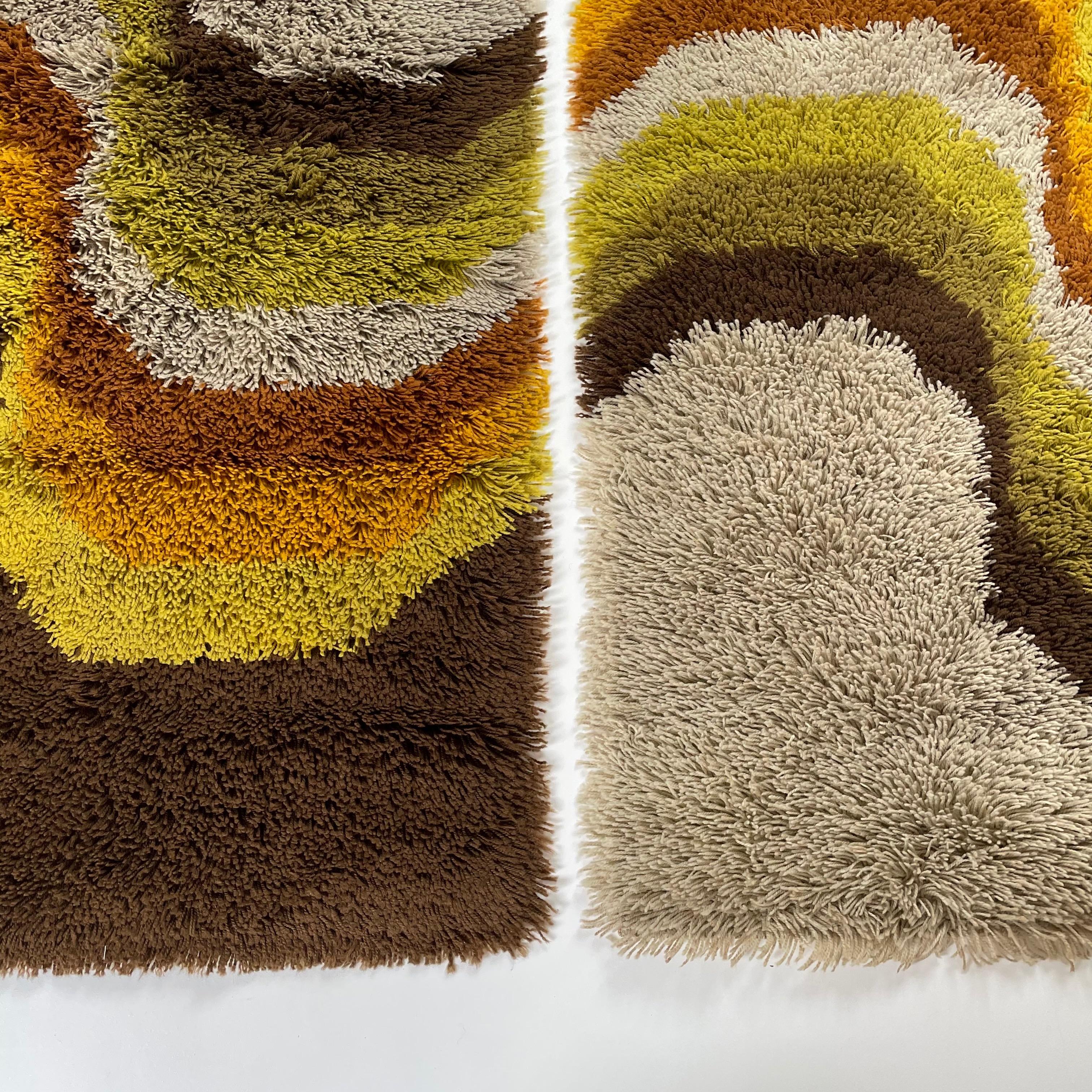Acrylic Set of 2 Modernist Multi-Color High Pile Rya Rug by Desso, Netherlands, 1970s