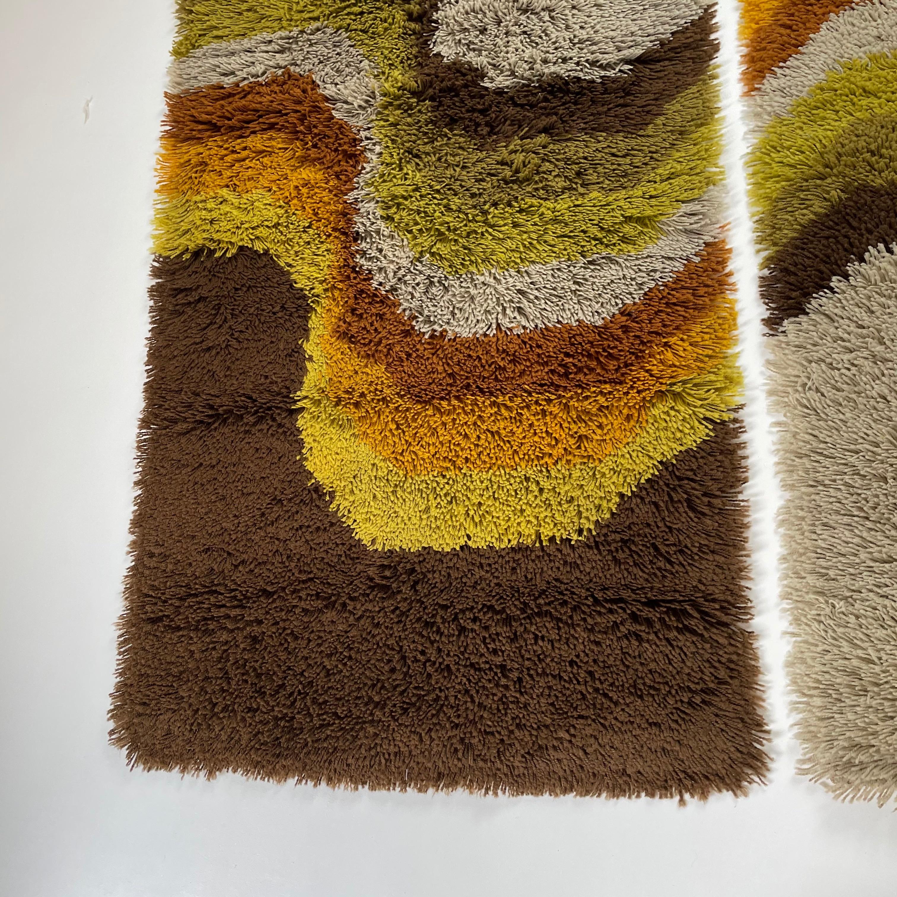 Set of 2 Modernist Multi-Color High Pile Rya Rug by Desso, Netherlands, 1970s 1