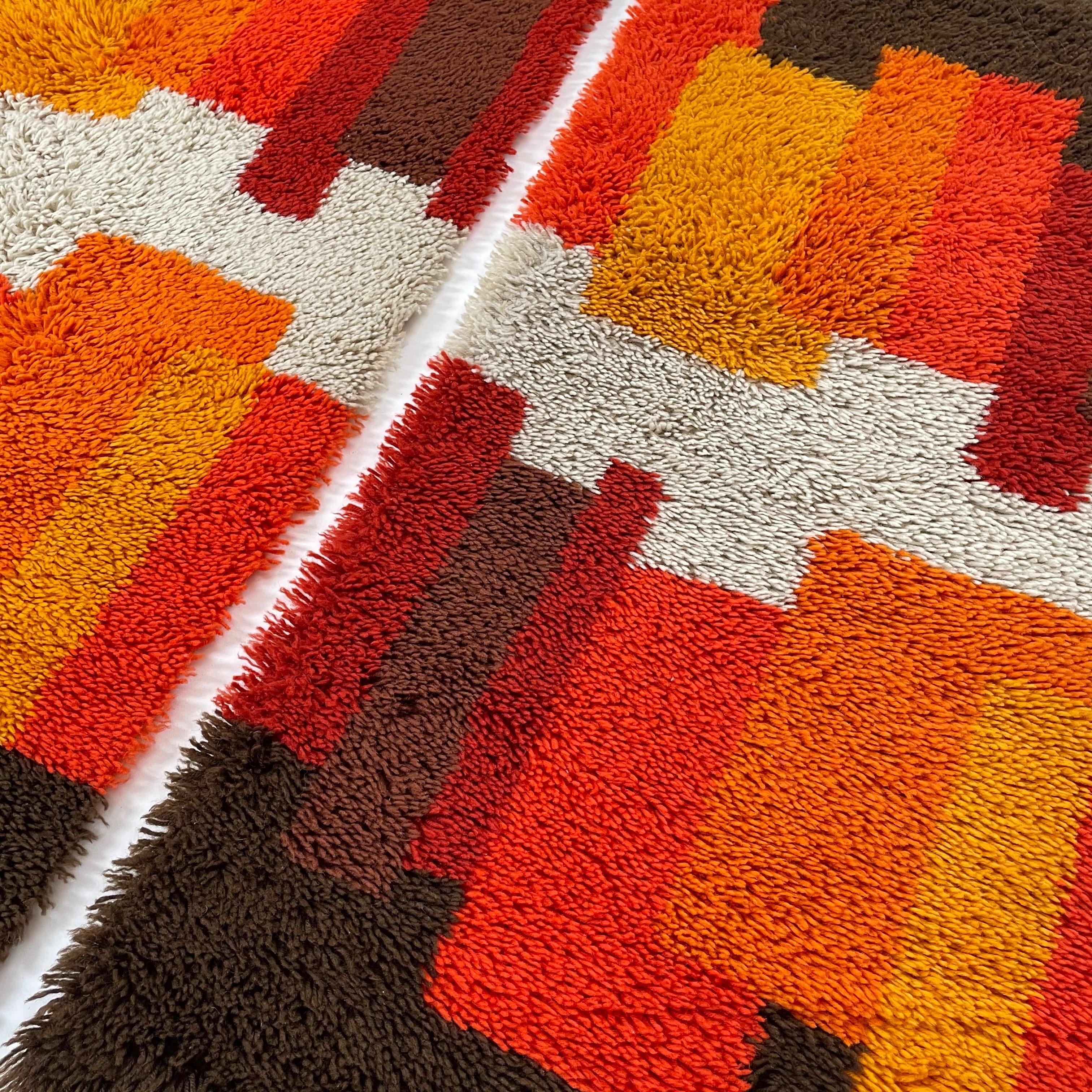 2er-Set modernistischer, mehrfarbiger Rya-Teppich mit hohem Flor von Desso, Niederlande, 1970er Jahre im Angebot 1