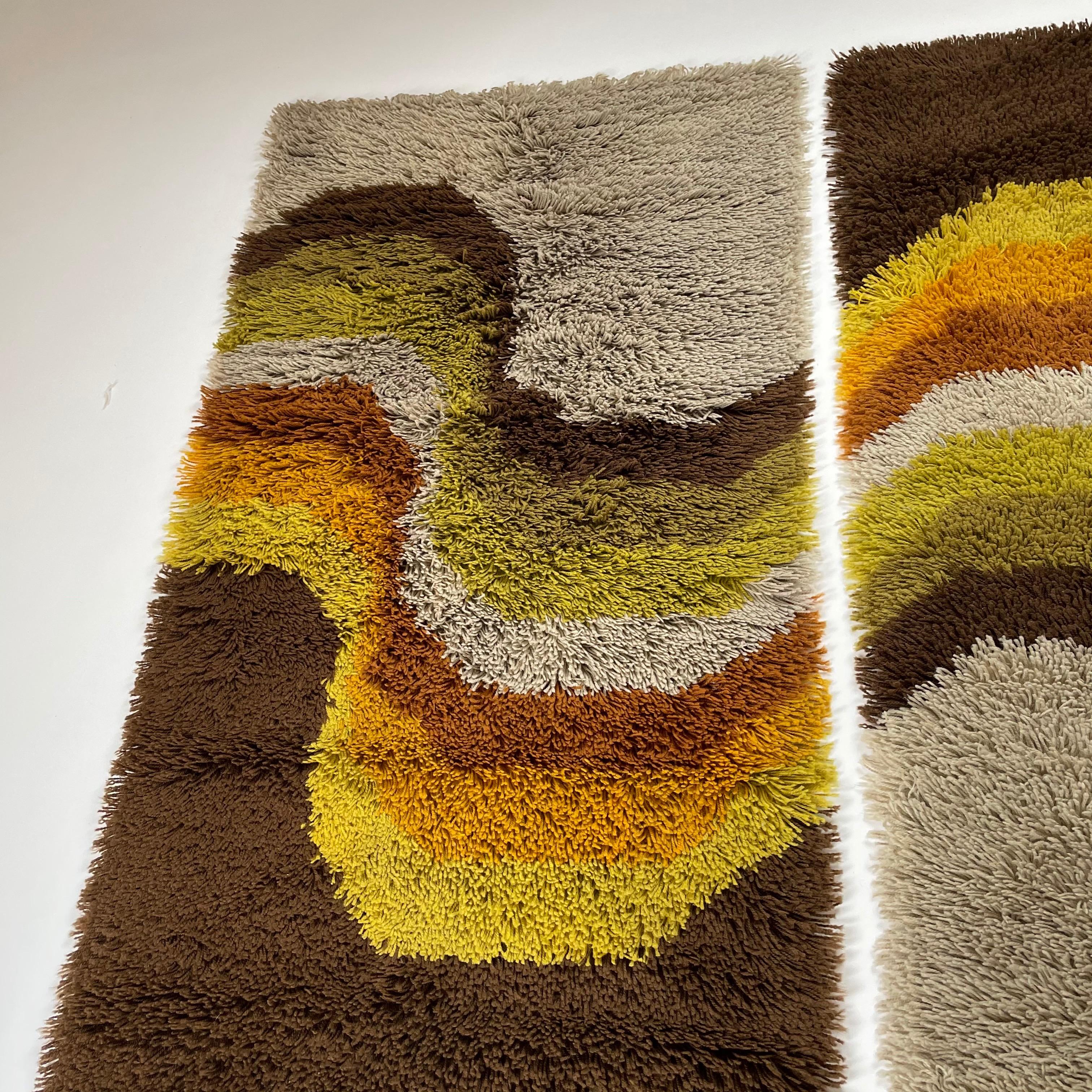Set of 2 Modernist Multi-Color High Pile Rya Rug by Desso, Netherlands, 1970s 2