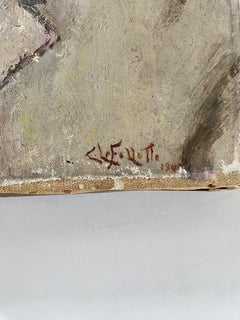 Set of 2 Modernist Original Art Portraits 1940s