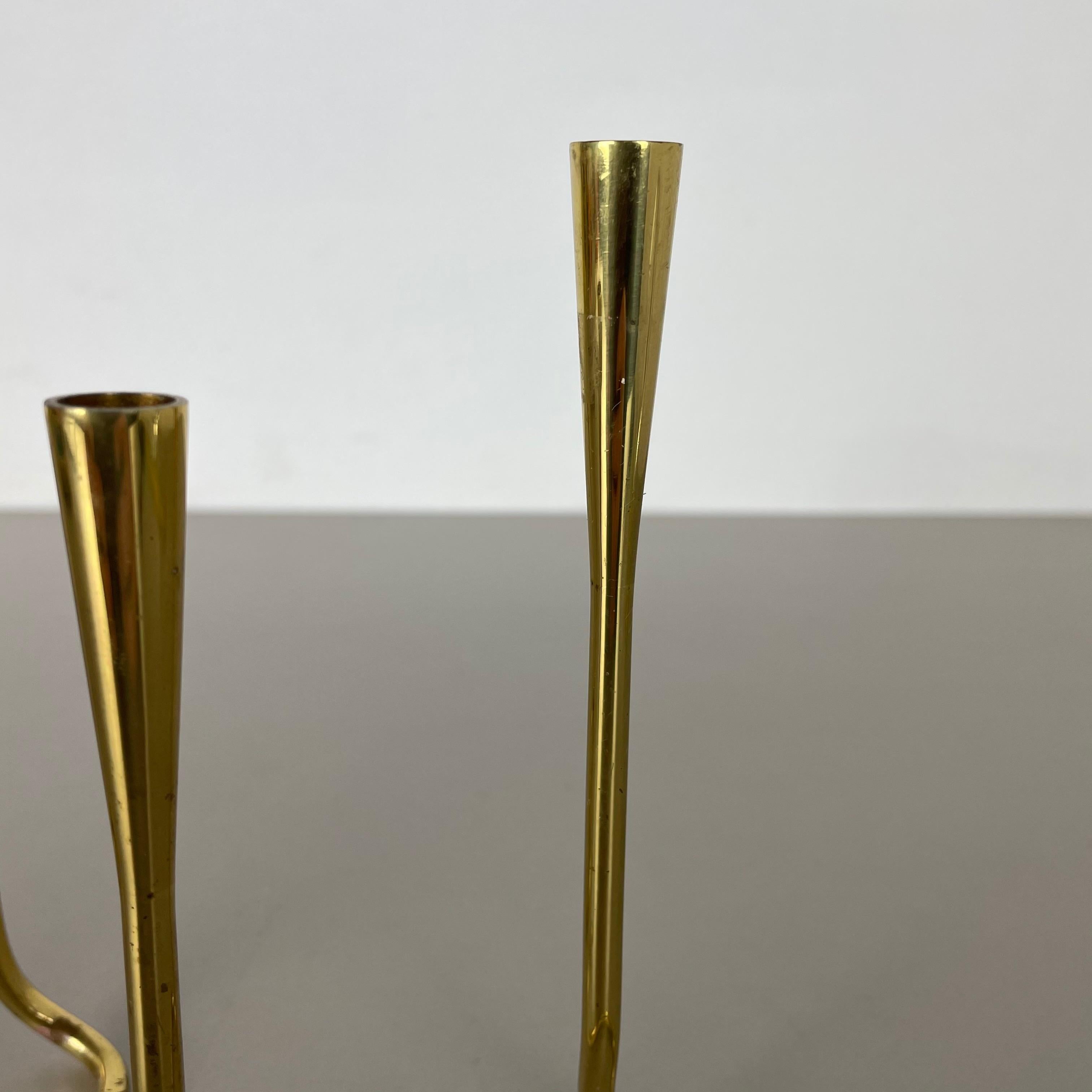 Set of 2 Modernist Sculptural Organic Brass Candleholder, Germany, 1950s 2