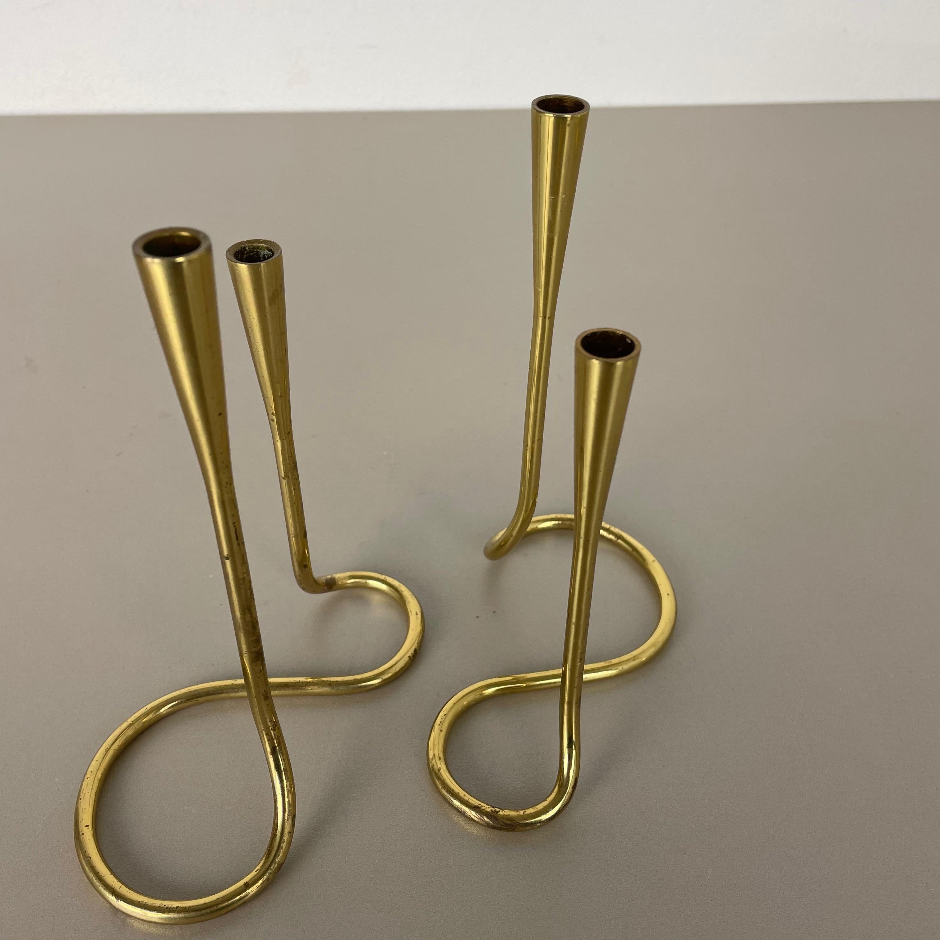 Set of 2 Modernist Sculptural Organic Brass Candleholder, Germany, 1950s 4