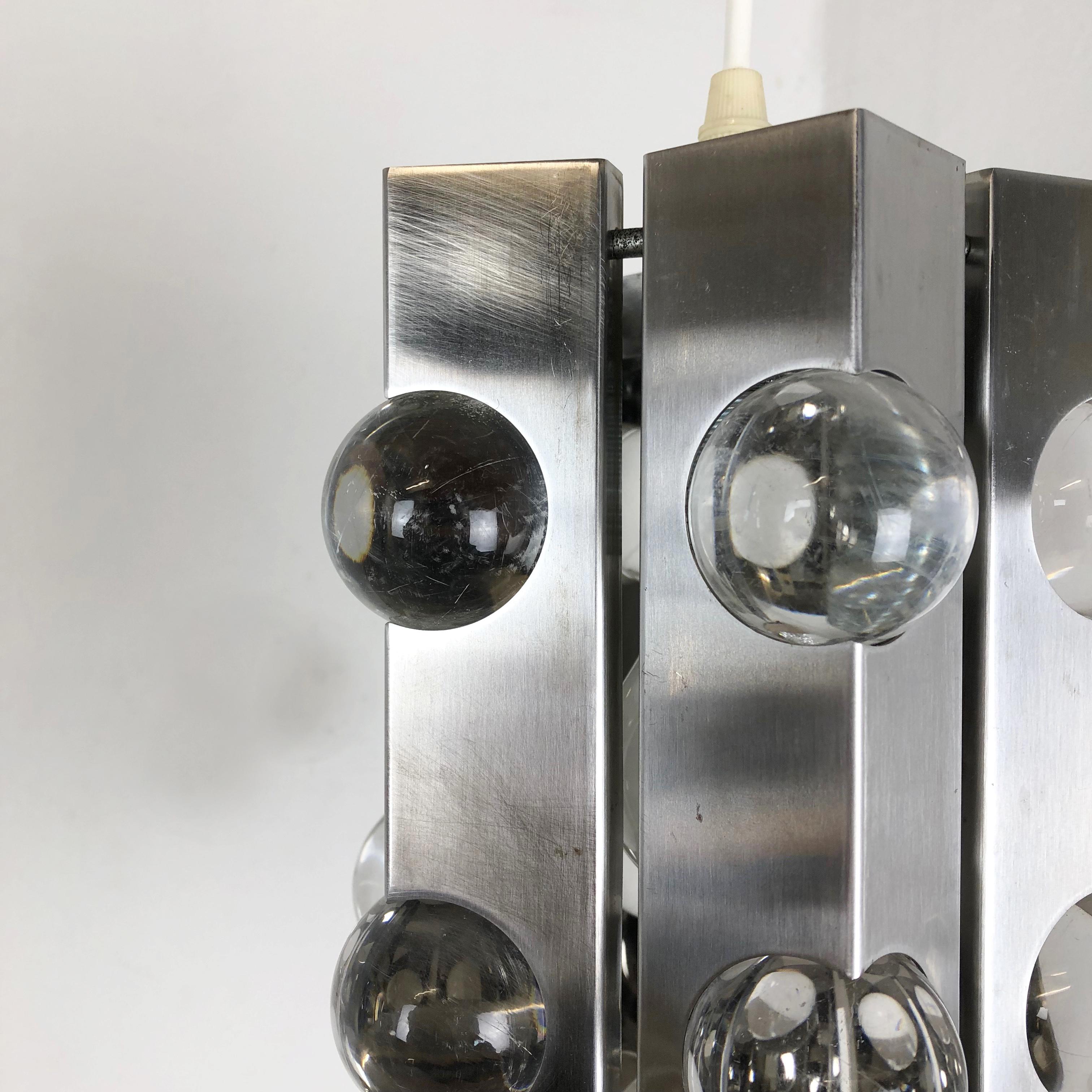 Set of 2 Modernist Silver Sputnik Hanging Light, Cosack Lights, 1970s 4