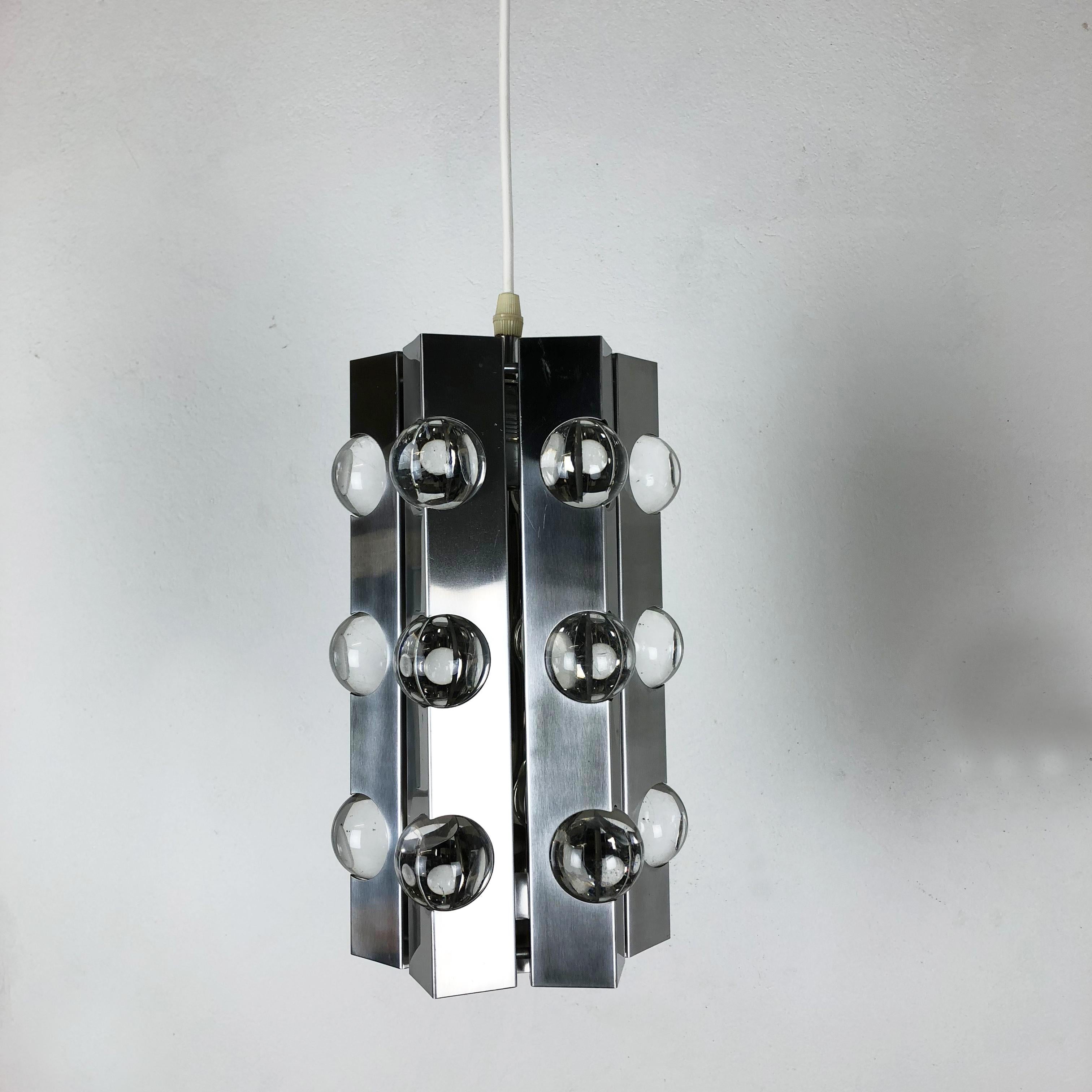 20th Century Set of 2 Modernist Silver Sputnik Hanging Light, Cosack Lights, 1970s