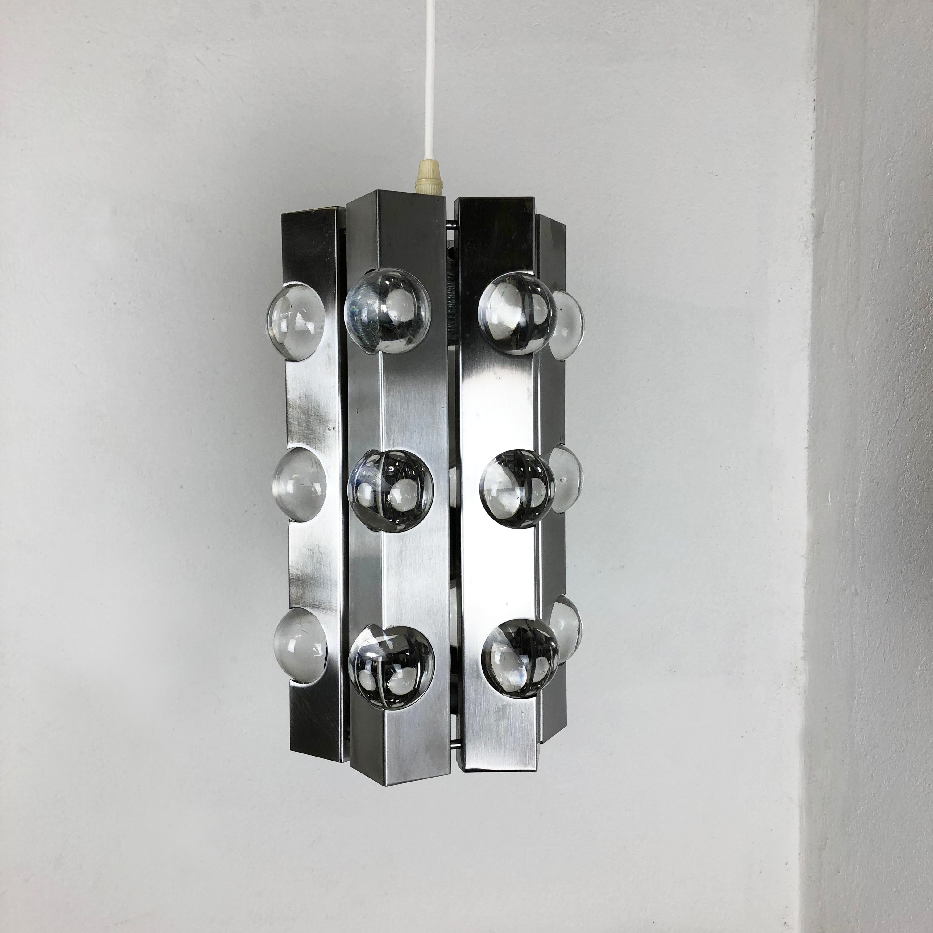 Metal Set of 2 Modernist Silver Sputnik Hanging Light, Cosack Lights, 1970s