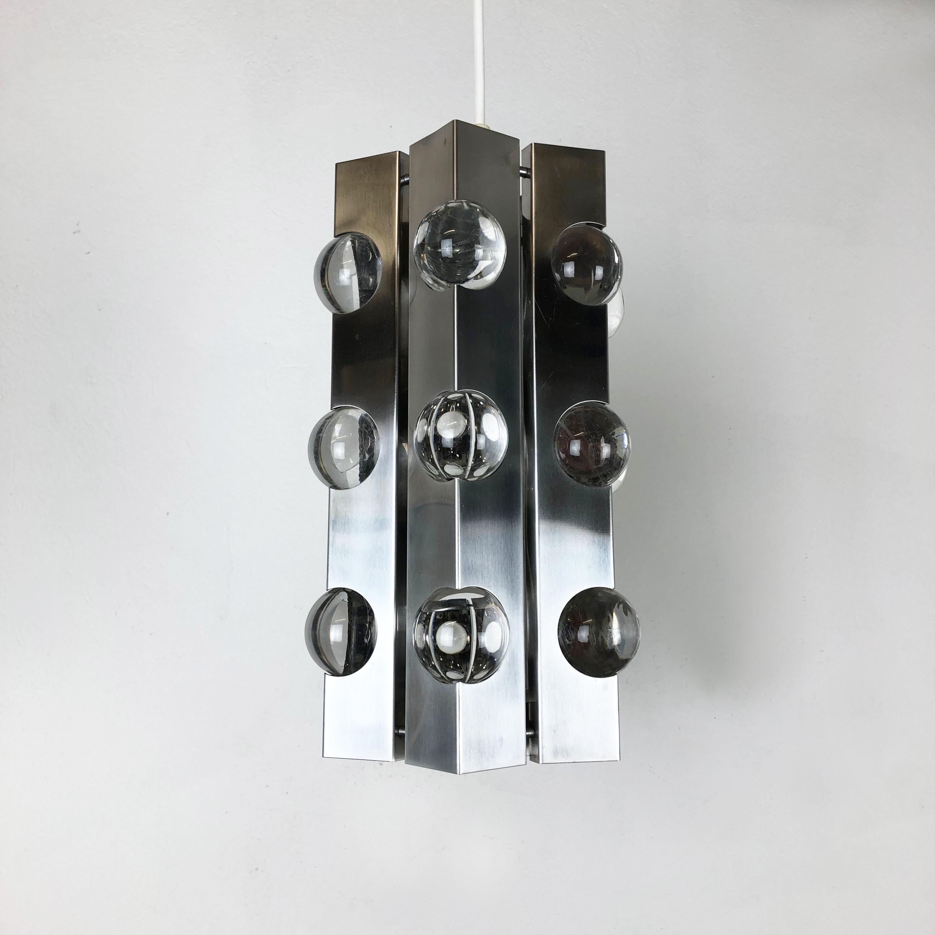 Set of 2 Modernist Silver Sputnik Hanging Light, Cosack Lights, 1970s 1
