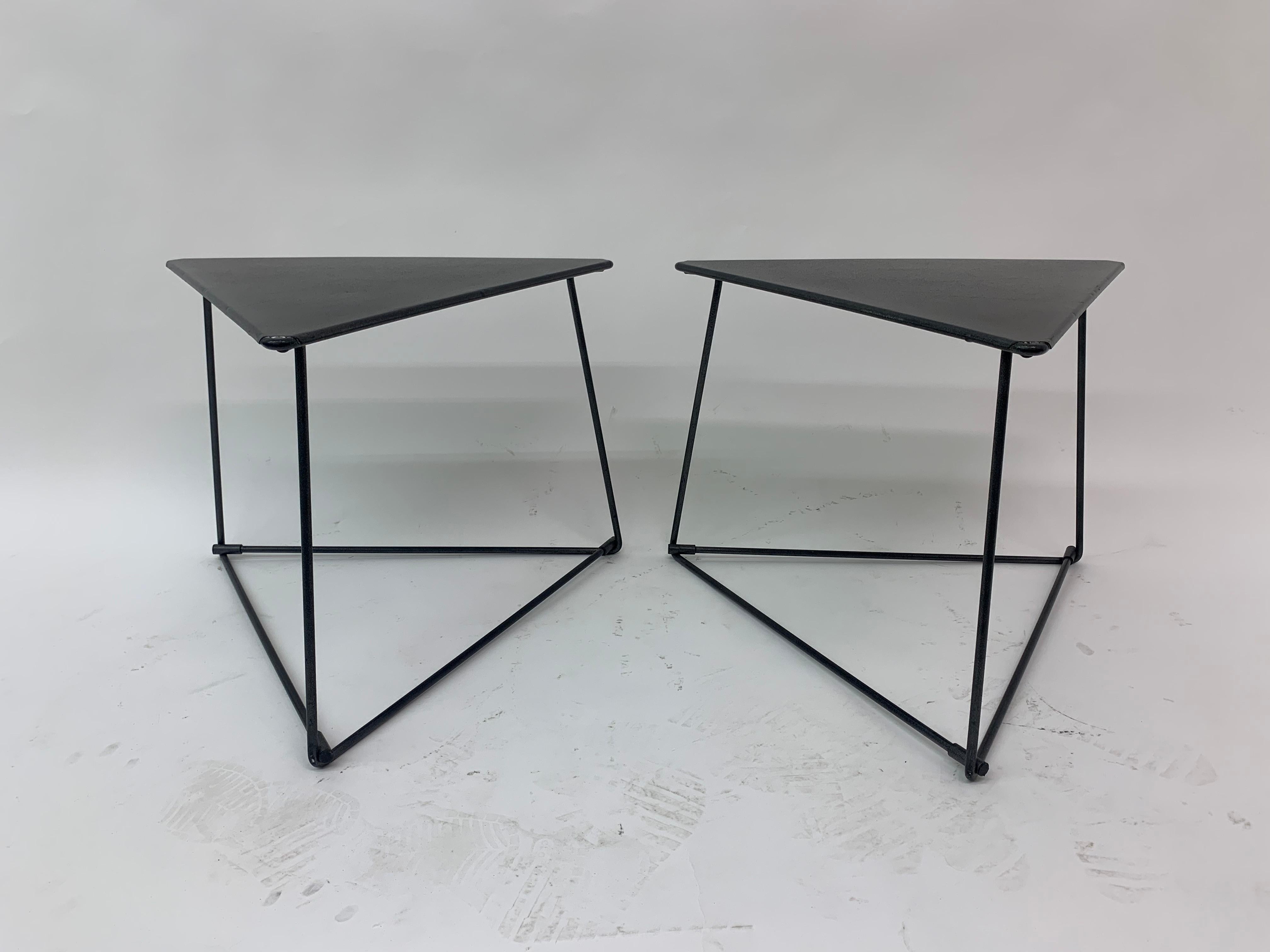 Metal Set of 2 Modernist Triangular ‘Oti’ Side Table by Niels Gammelgaard for Ikea