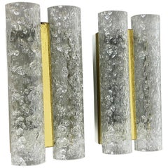Set of 2 Modernist Vintage 1970s Doria Tube Glass Wall Lights, Made in Germany