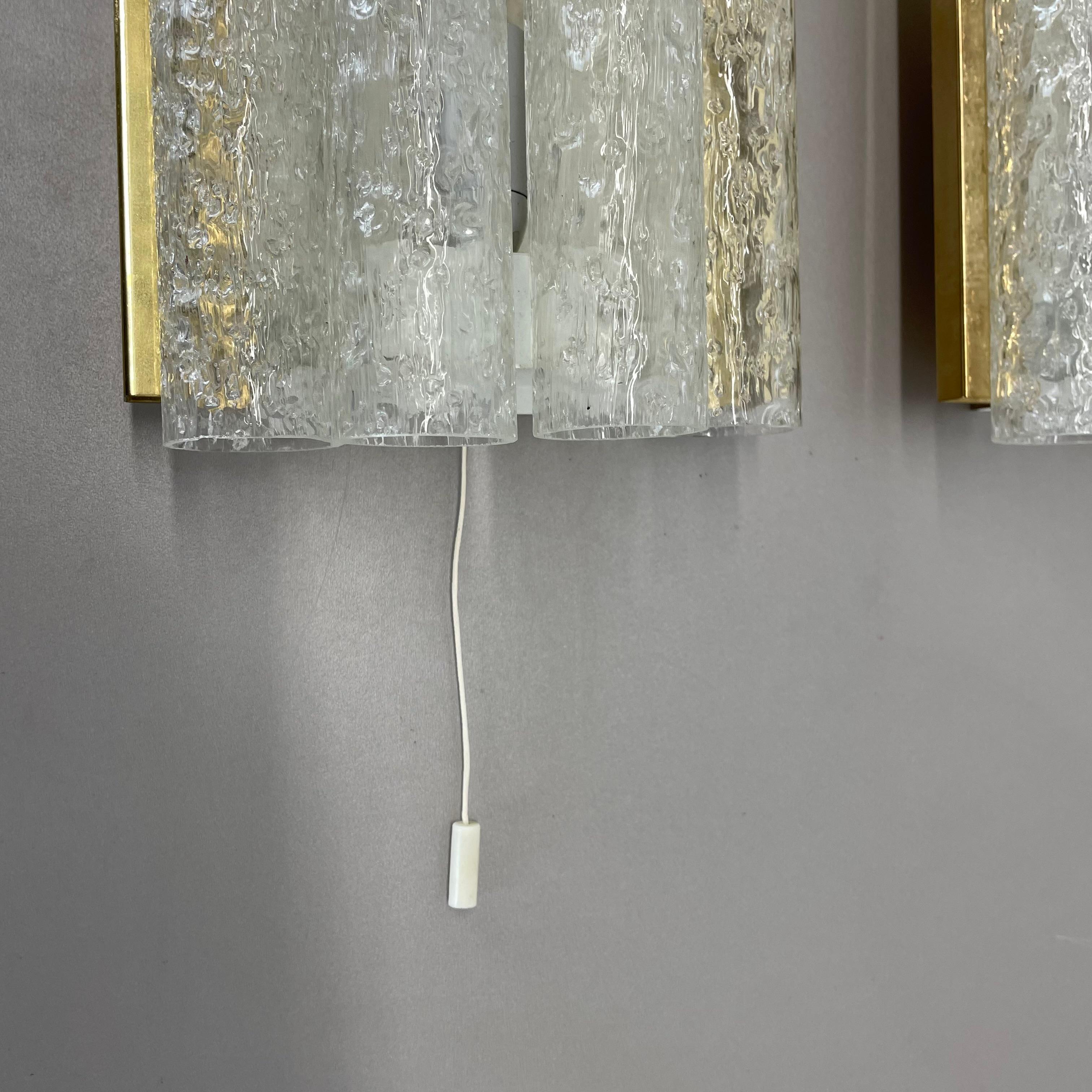 2er-Set Modernistische Wandleuchten aus Röhrenglas von DORIA Lights, Deutschland 1970er (Metall) im Angebot