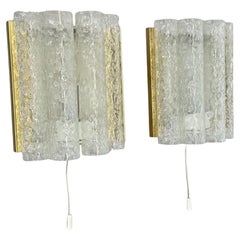 Set of 2 Modernist Vintage Tube Glass Wall Lights by DORIA Lights, Germany 1970s