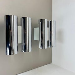 Set of 2 Modernist xxl 30cm Atomic SPACE AGE Chromed Wall Lights, Germany 1970s