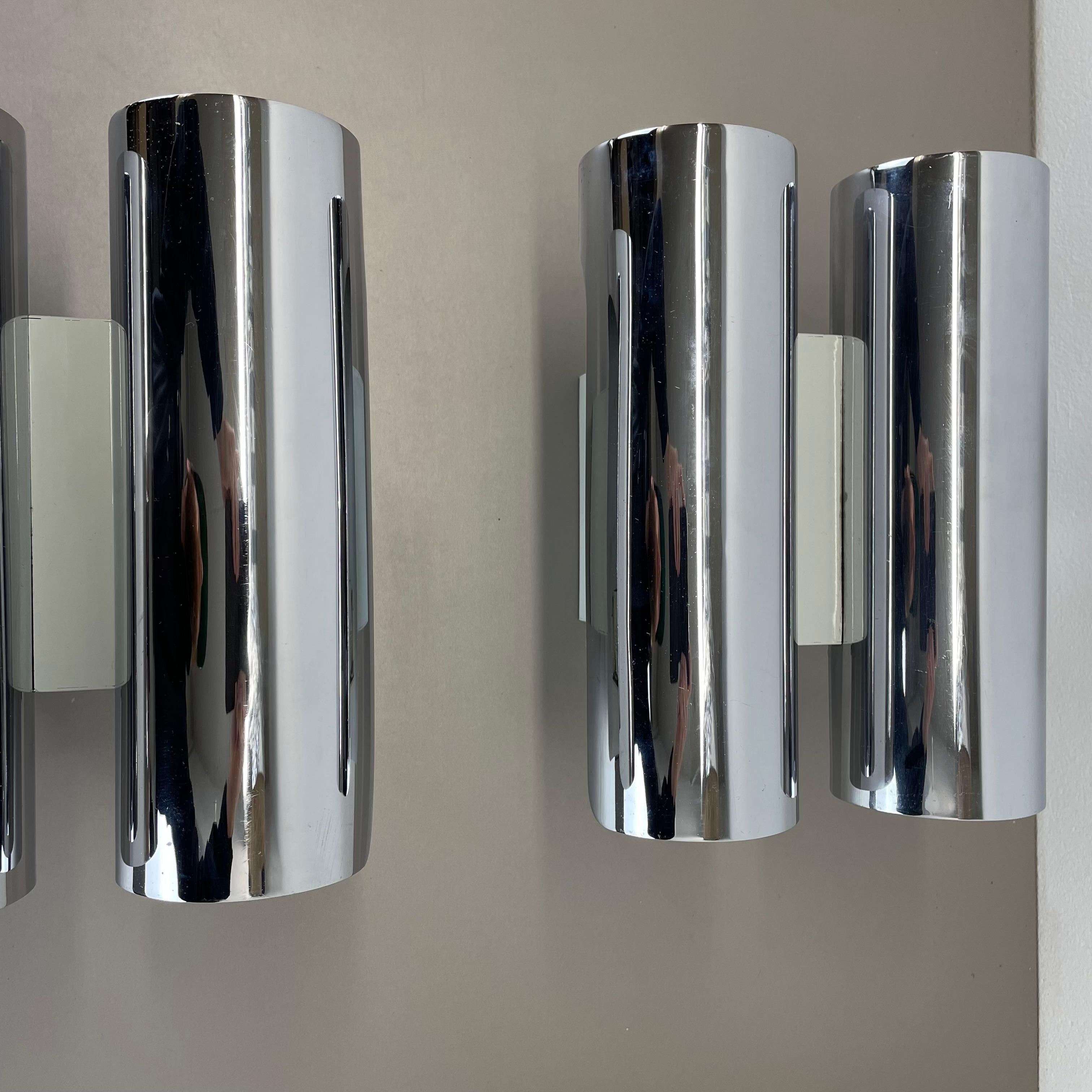 20th Century Set of 2 Modernist xxl 30cm Atomic SPACE AGE Chromed Wall Lights, Germany 1970s For Sale