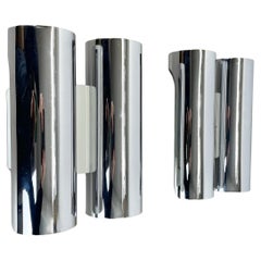 Set of 2 Modernist xxl 30cm Atomic SPACE AGE Chromed Wall Lights, Germany 1970s