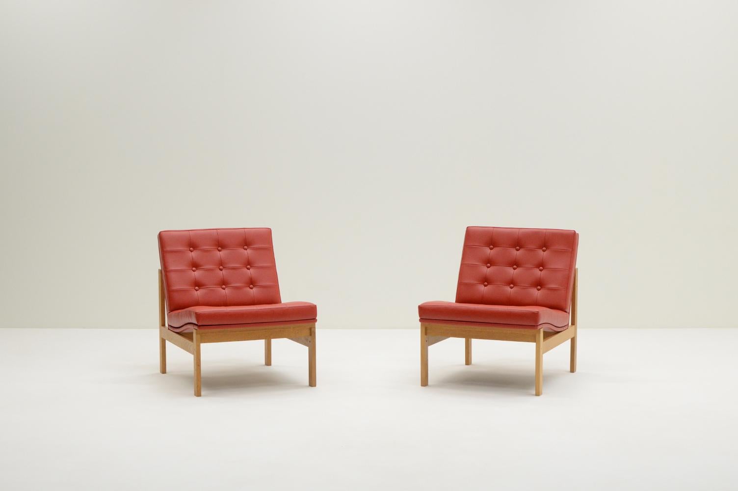 Mid-Century Modern Set of 2 Moduline chairs by Ole Gjerløv Knudsen and Torben Lind for Cado, 1960s For Sale