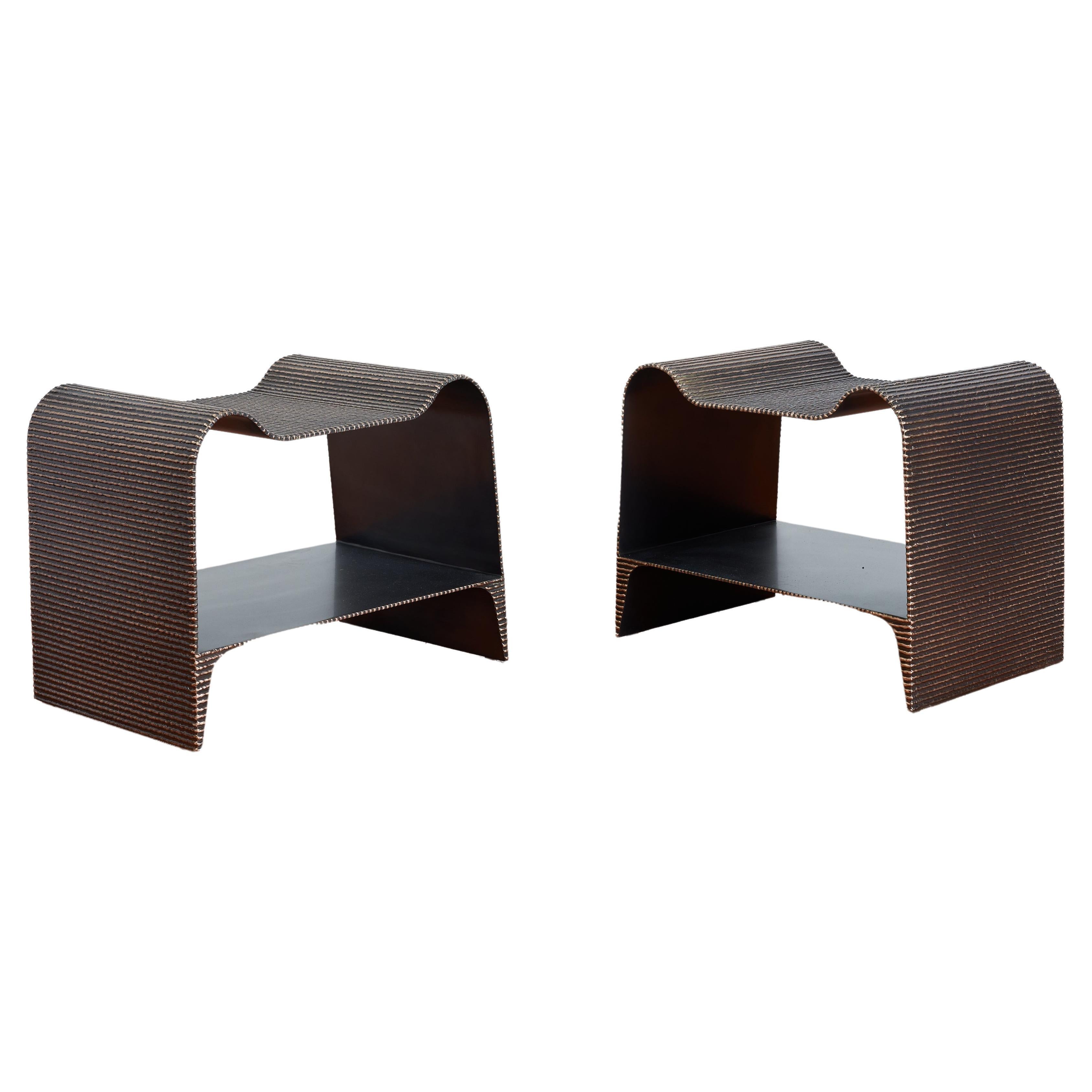 Set Of 2 Molten End Tables by William Emmerson For Sale