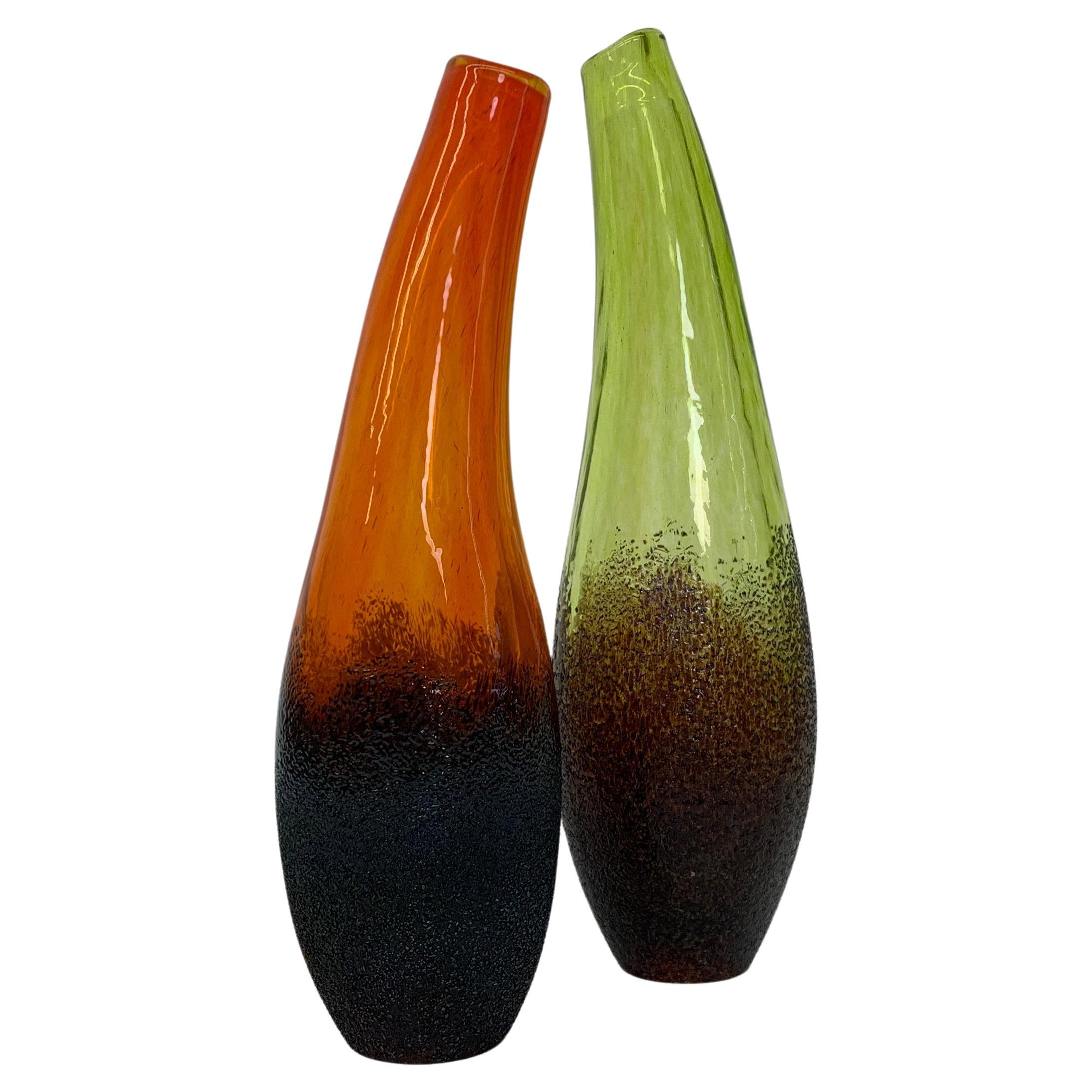 Set of 2 Monica Backstrom for Kosta boda Sweden Moonlanding vases For Sale