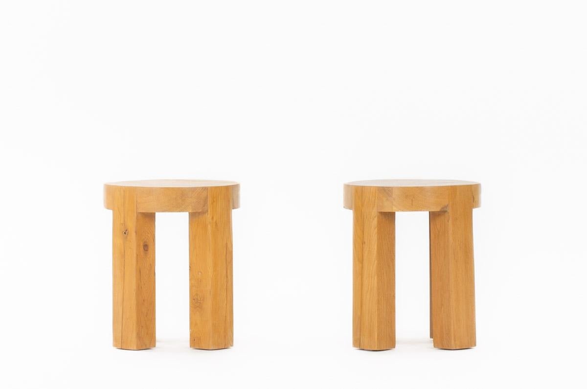 Set of 2 stools model Monolith
Made-to-measure with your finishes

Round seat with 4 feet

Made with old wood in our workshop

Finishes: 
- stained wood,
- golden oak buffer varnish,
- medium oak buffer varnish,
- raw wood varnish.