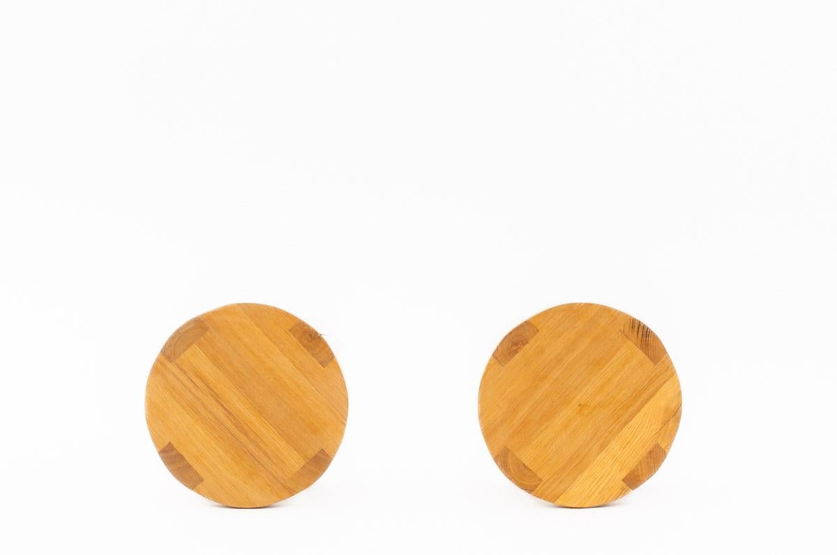 Contemporary Set of 2 Monolith stools in oak G44 collection For Sale