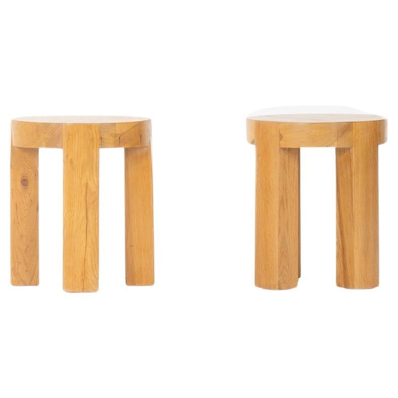 Set of 2 Monolith stools in oak G44 collection