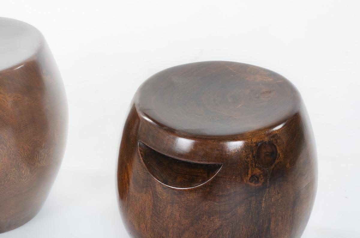 Set of 2 monoxyl wood stools from Senegal 1950 For Sale 3