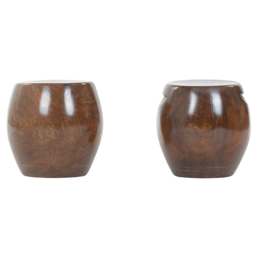 Set of 2 monoxyl wood stools from Senegal 1950 For Sale