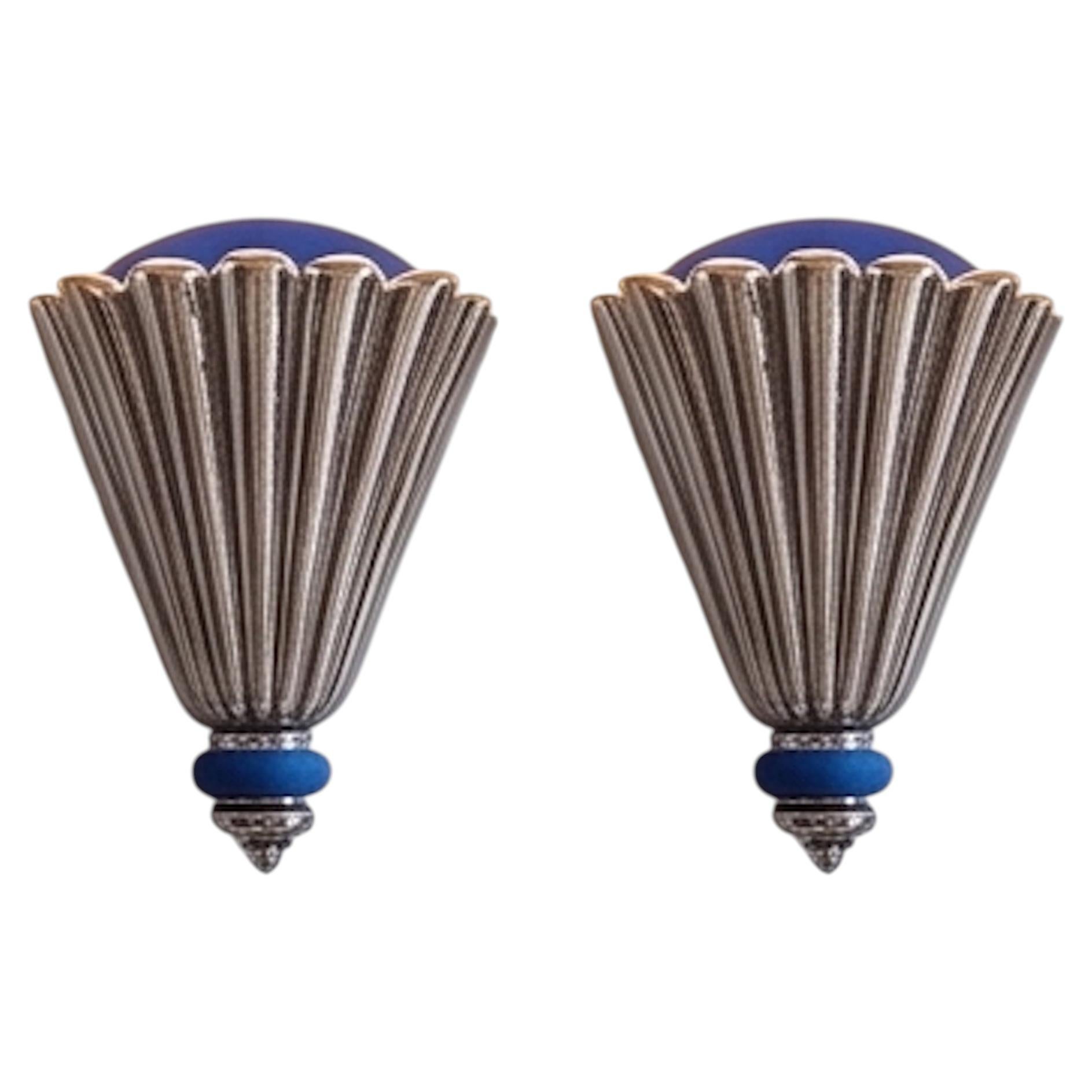 Set of 2 monumental Art Deco wall lights by CS Arte, Florence For Sale