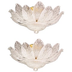 Set Of 2 Monumental Italian Murano Glass Ceiling Light or Flush Mount, 1970s